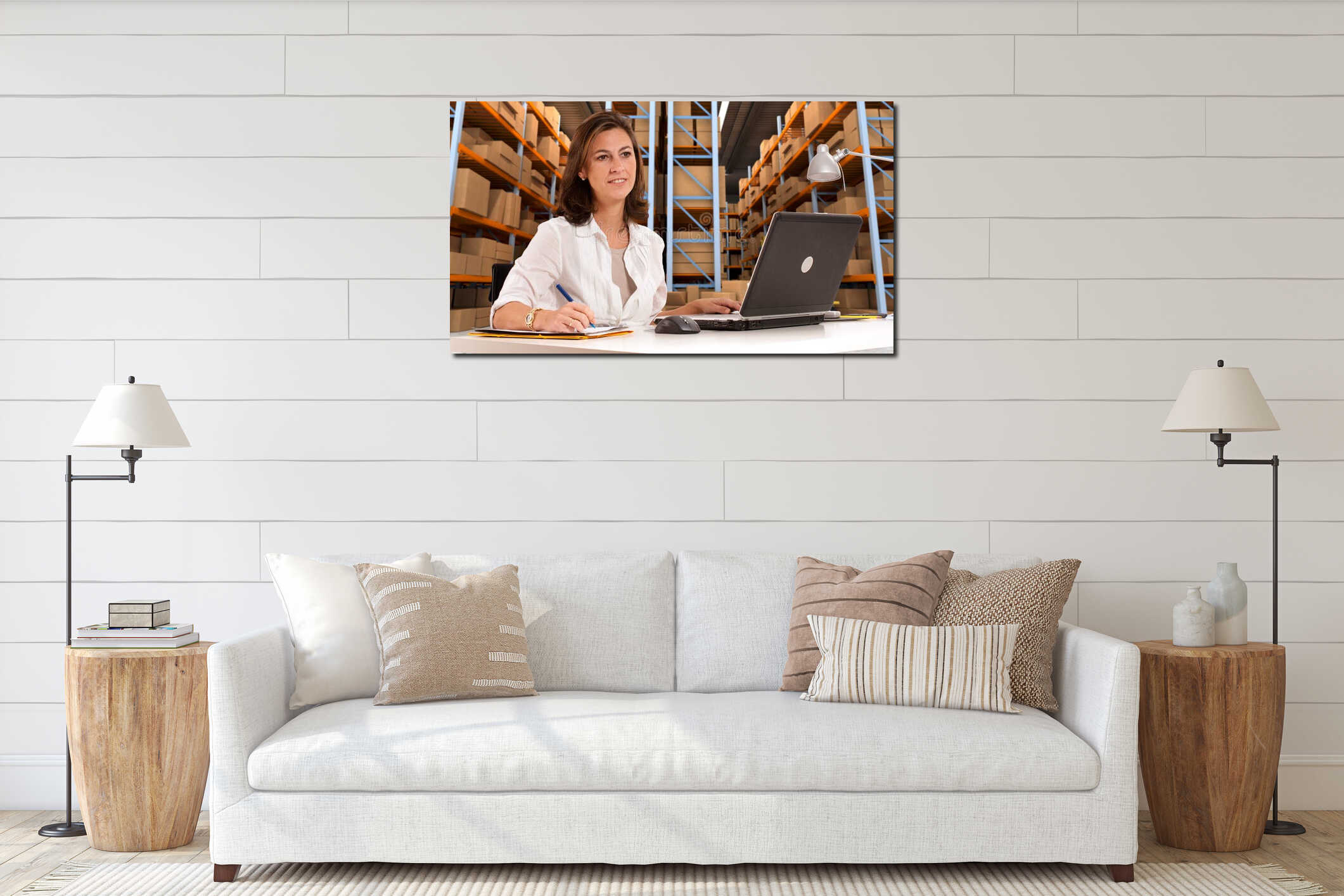 Canvas hanging interior mockup