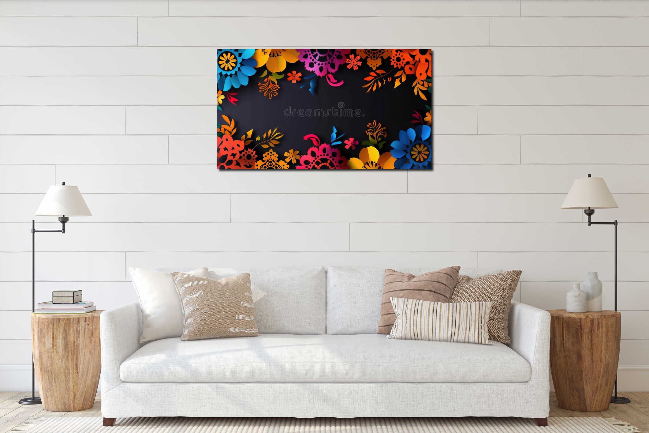 Canvas hanging interior mockup