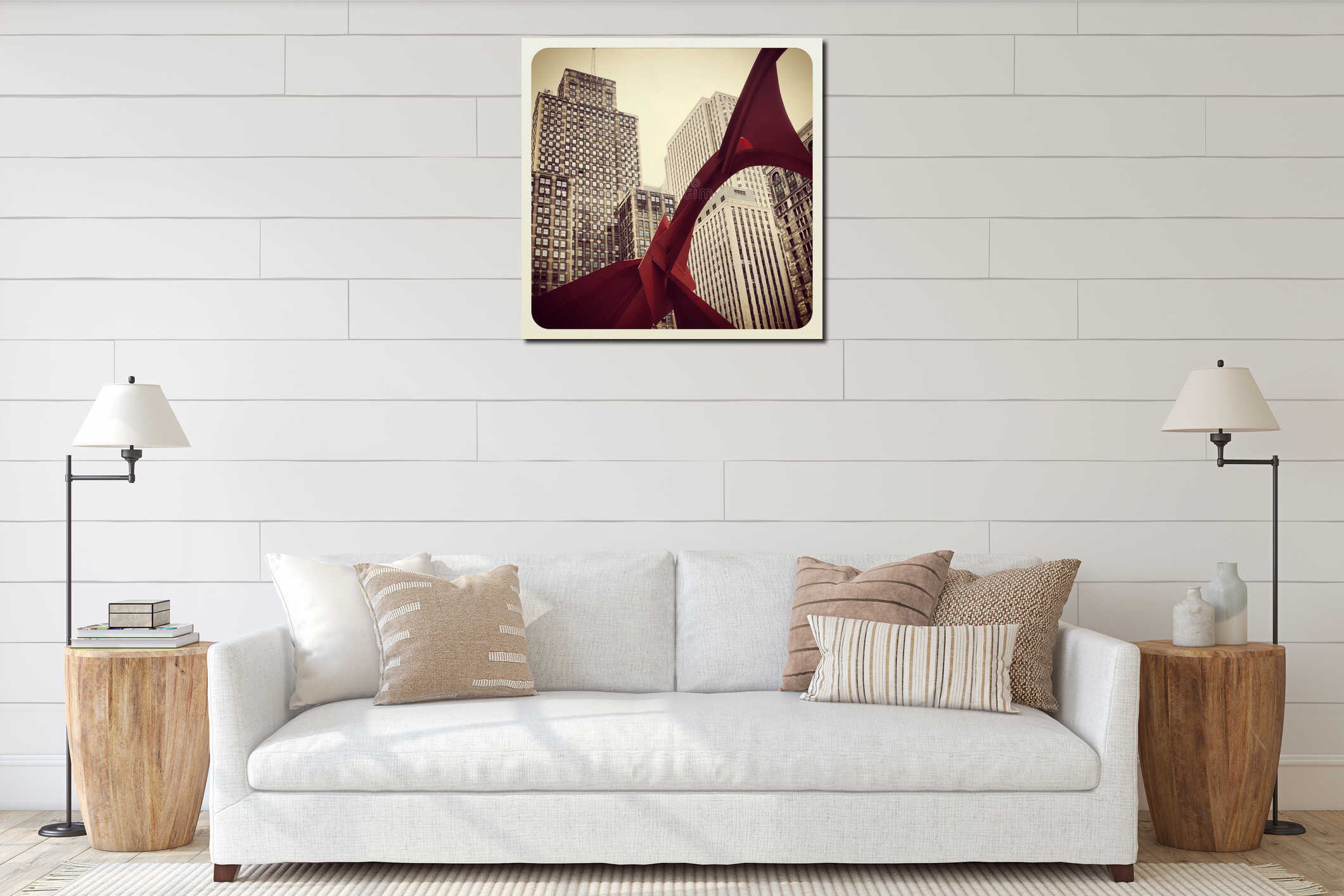 Canvas hanging interior mockup