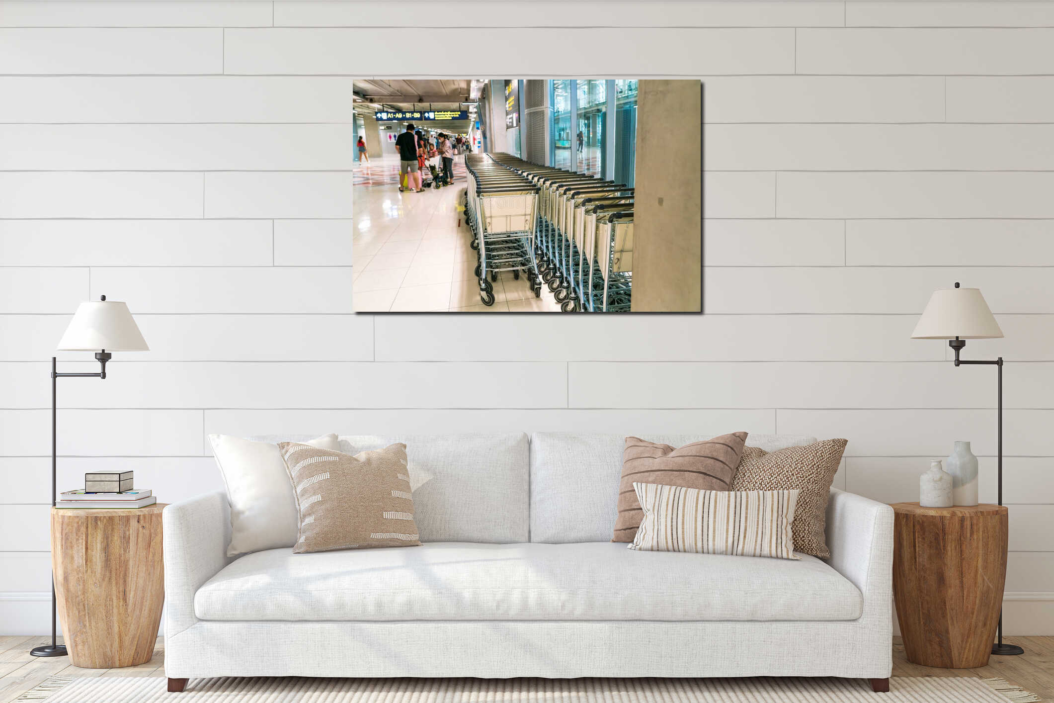 Canvas hanging interior mockup