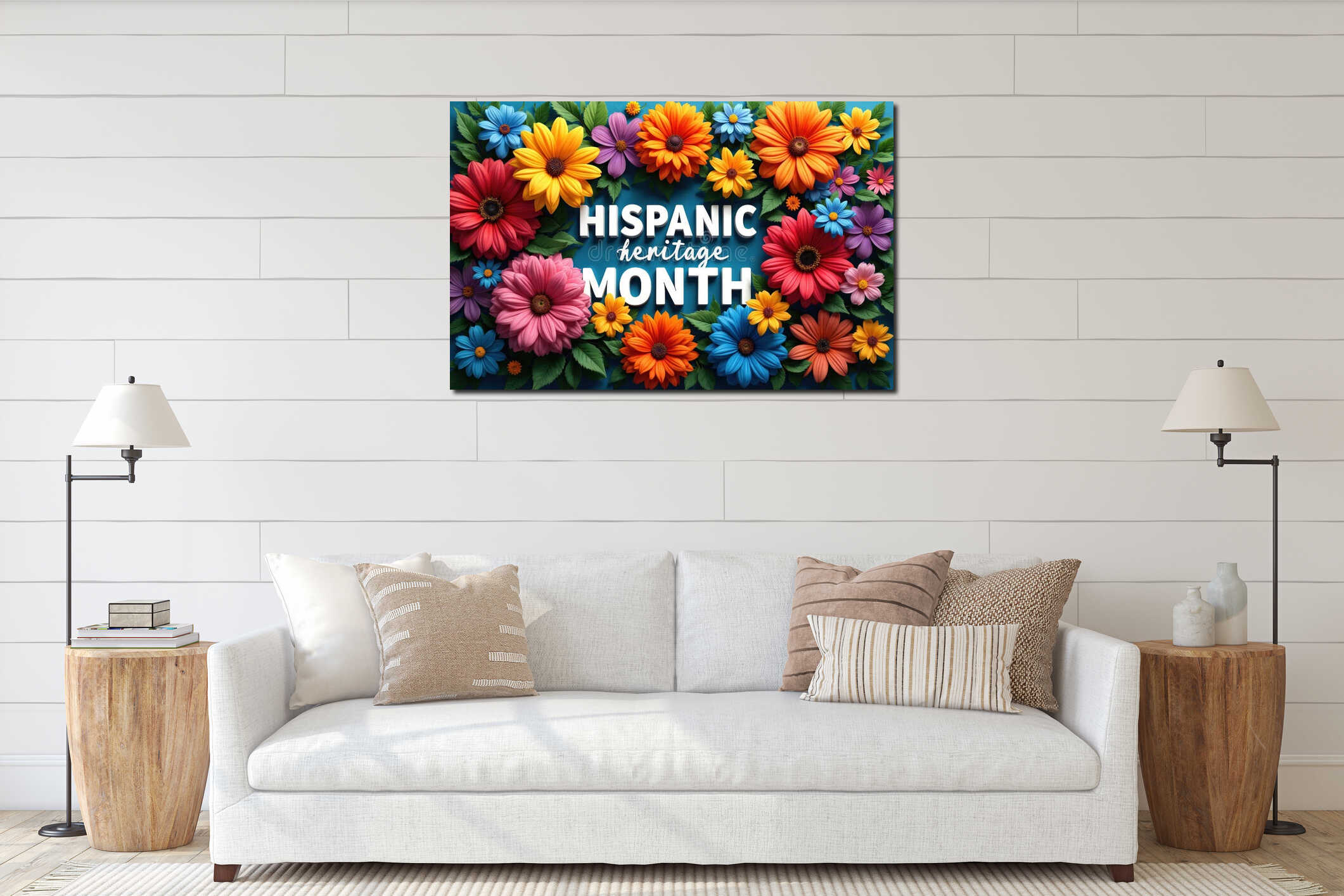 Canvas hanging interior mockup