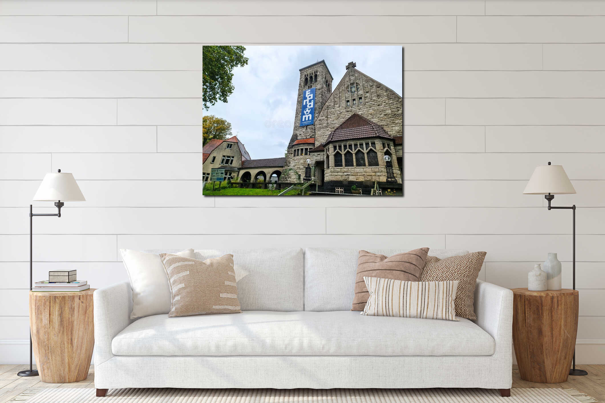 Canvas hanging interior mockup