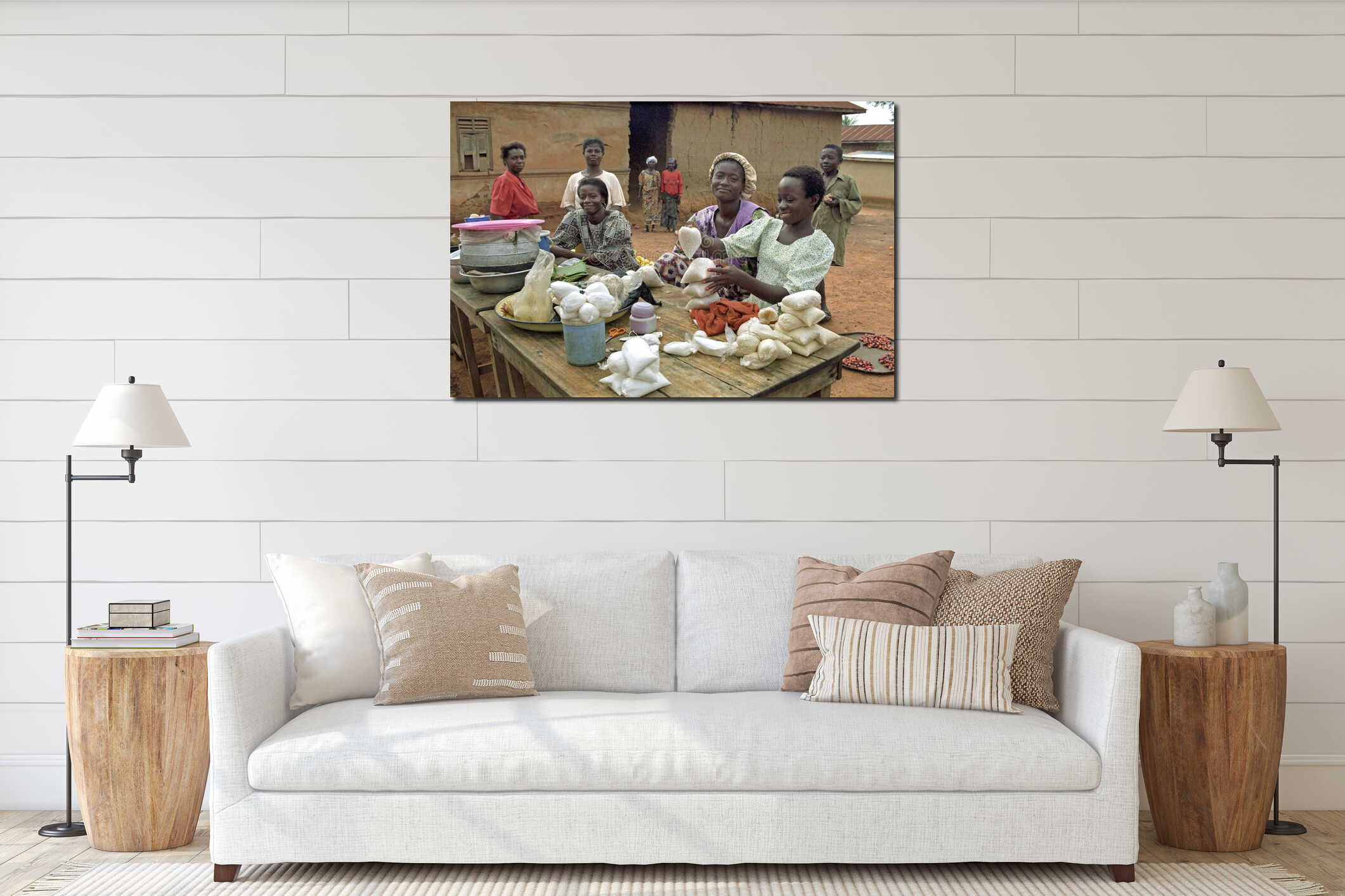 Canvas hanging interior mockup