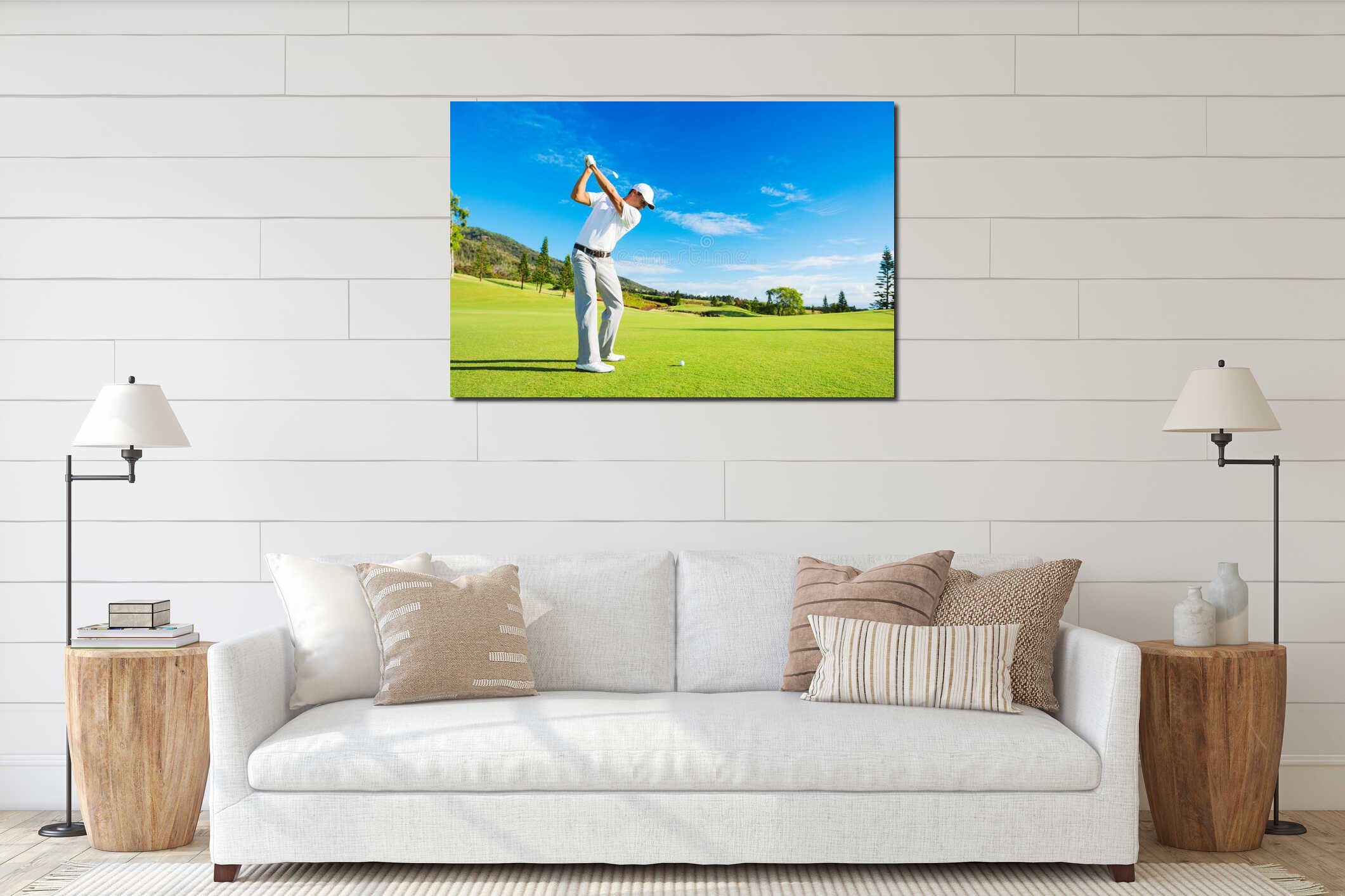 Canvas hanging interior mockup