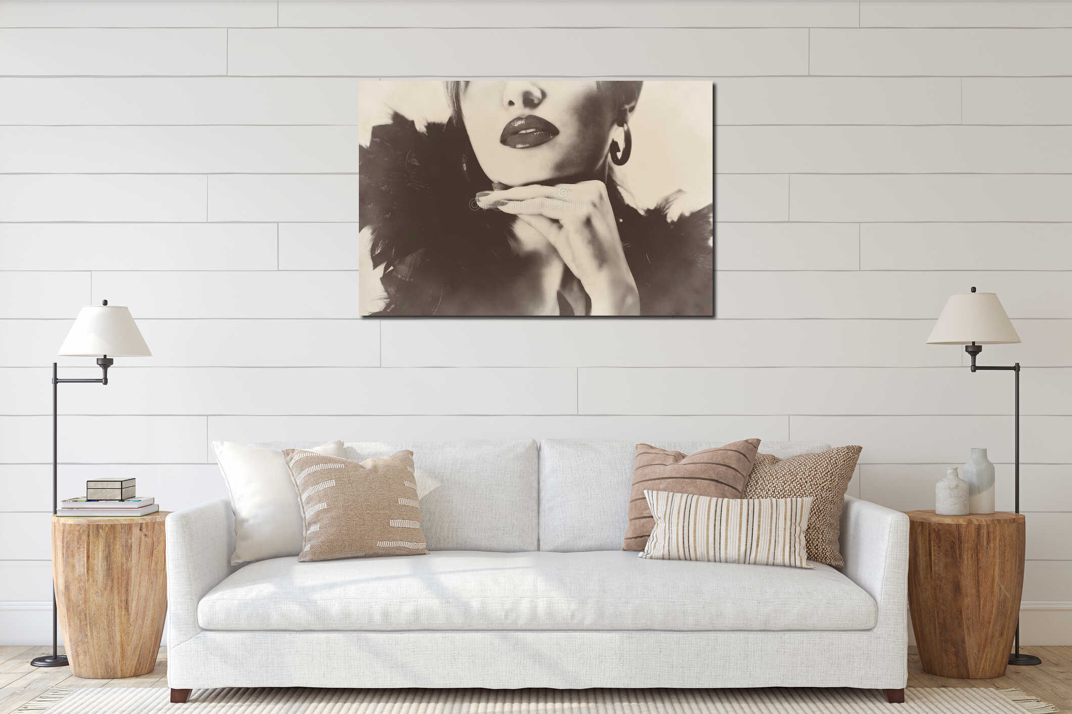 Canvas hanging interior mockup