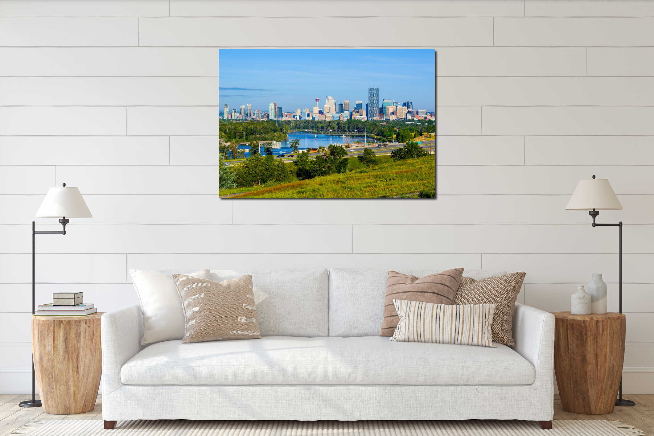 Canvas hanging interior mockup