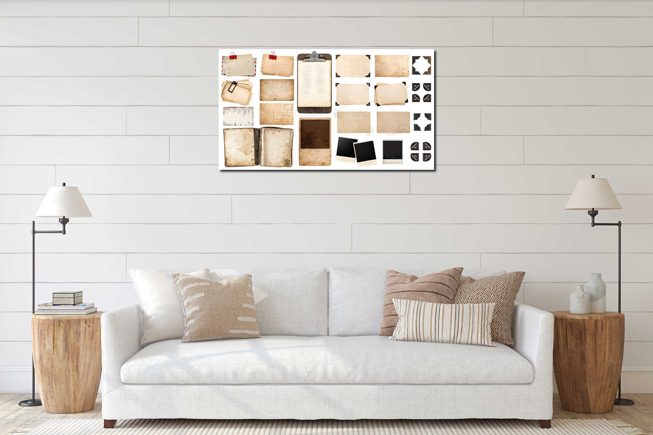 Canvas hanging interior mockup