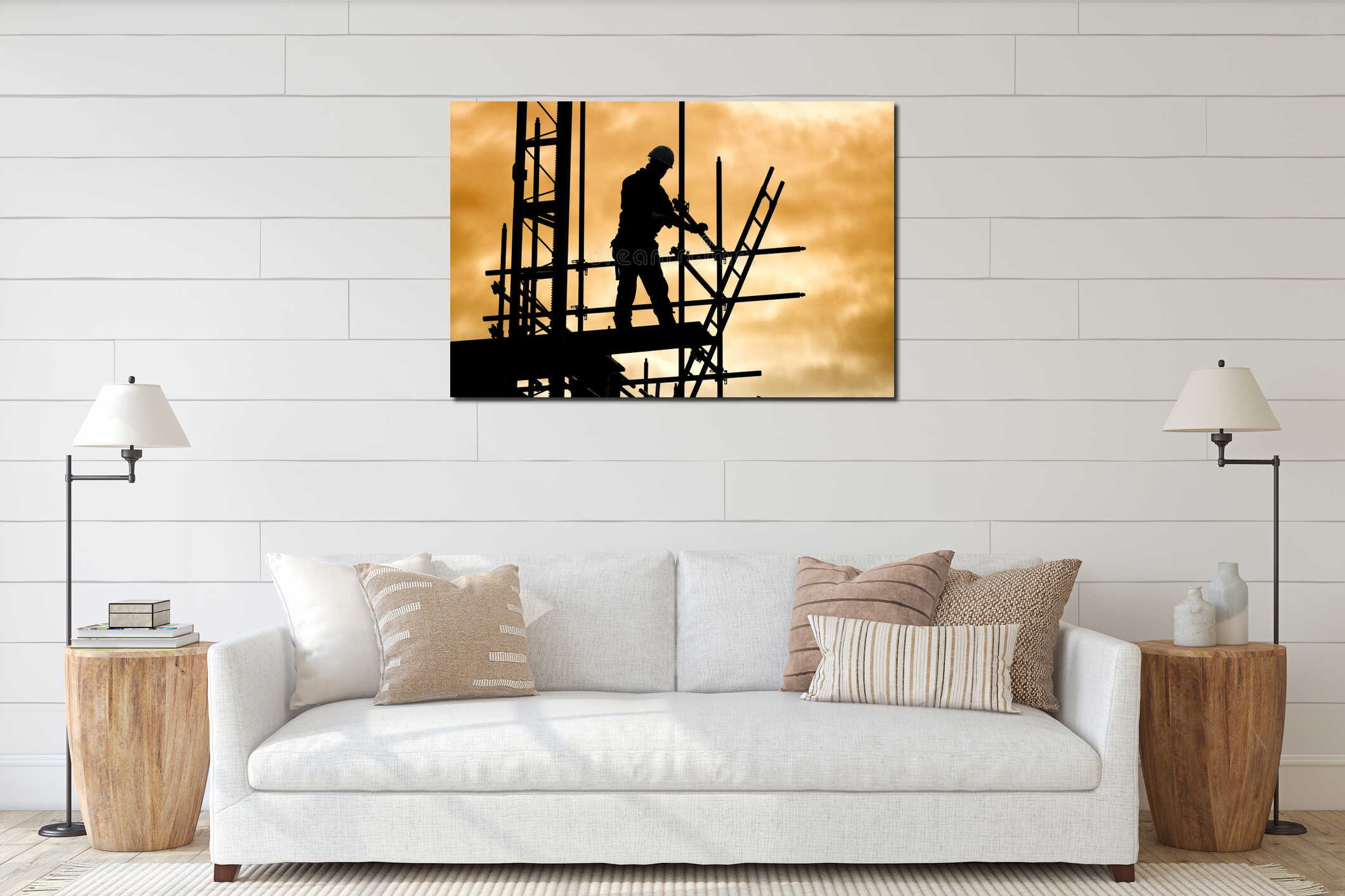 Canvas hanging interior mockup