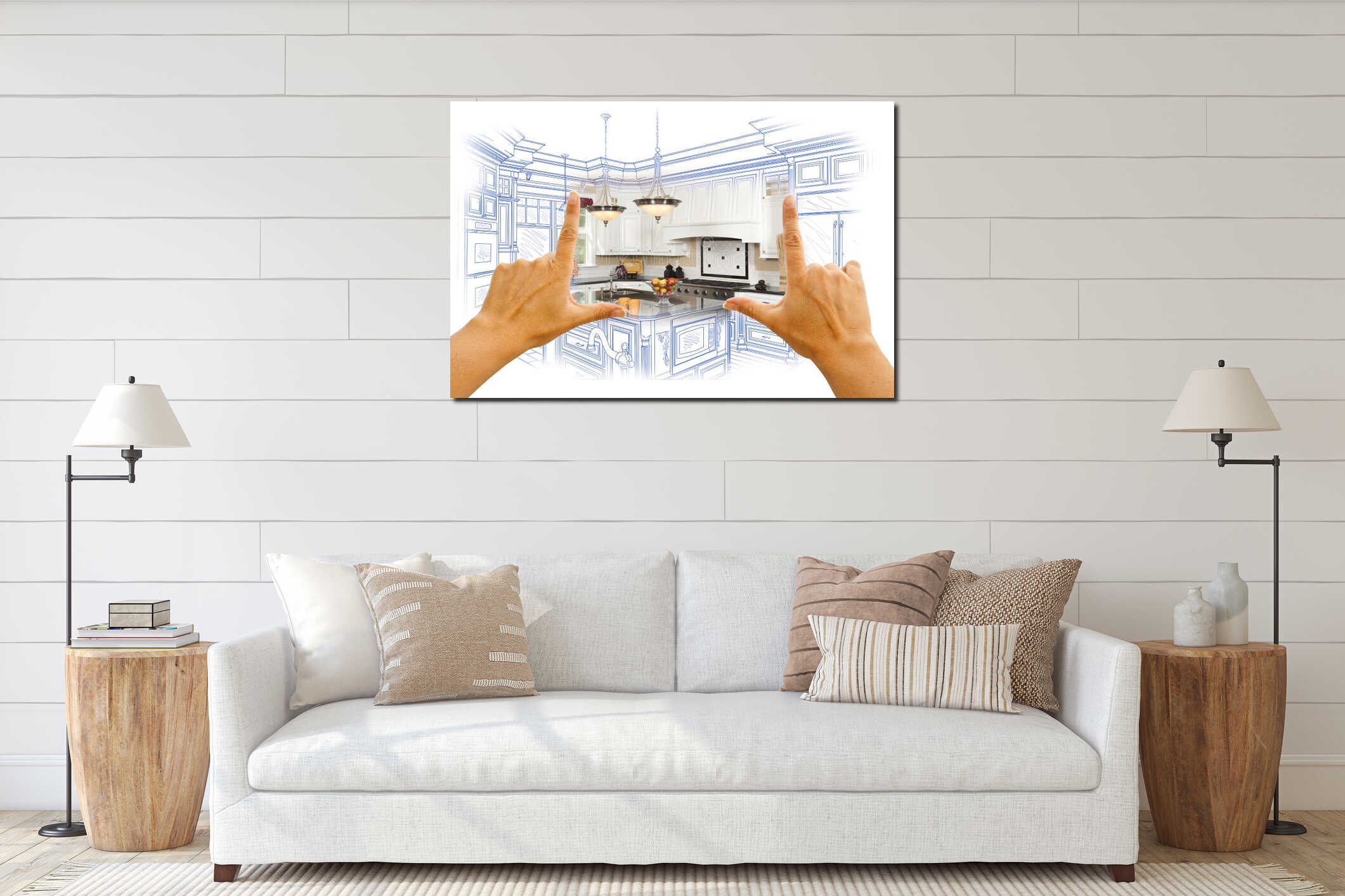 Canvas hanging interior mockup
