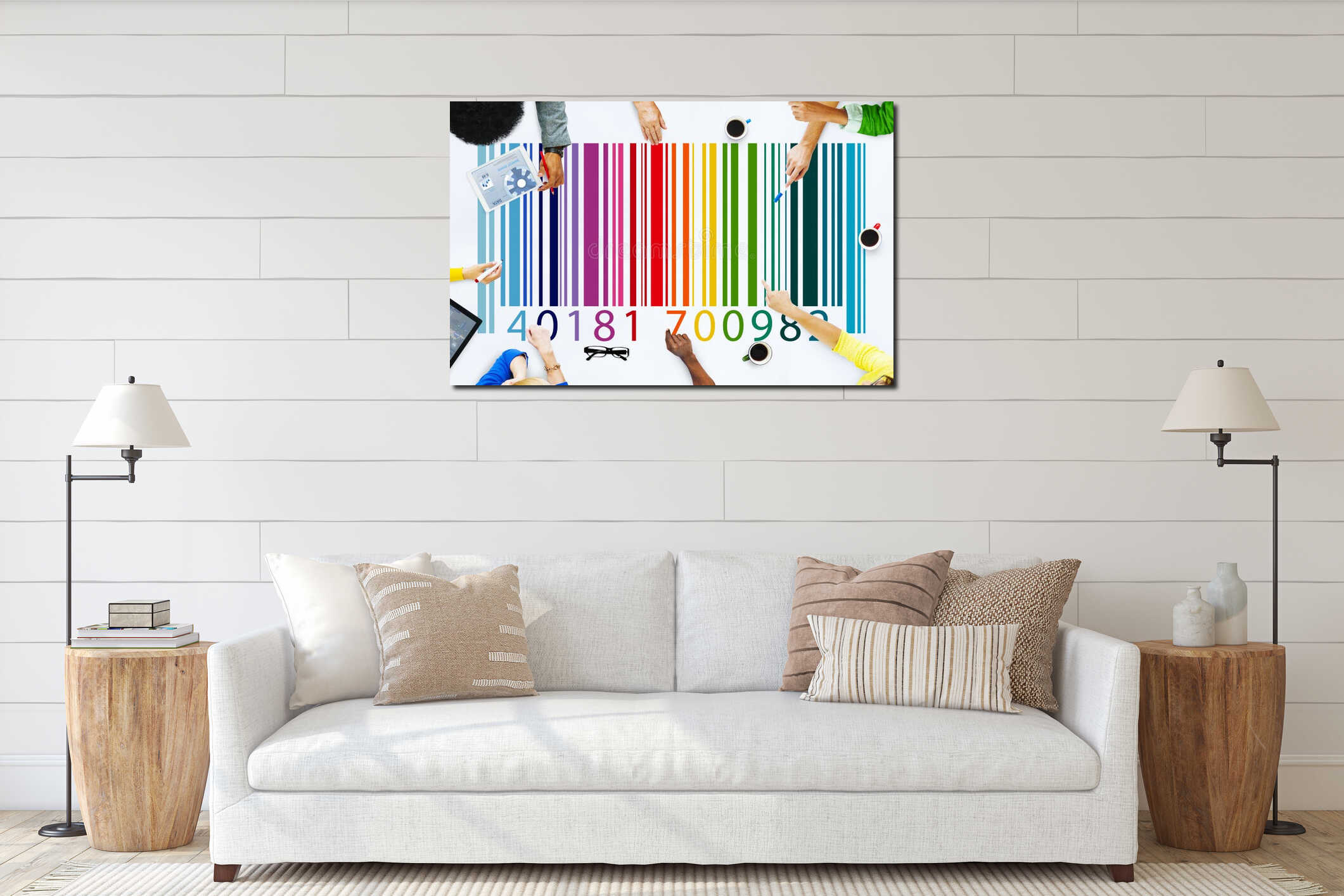 Canvas hanging interior mockup