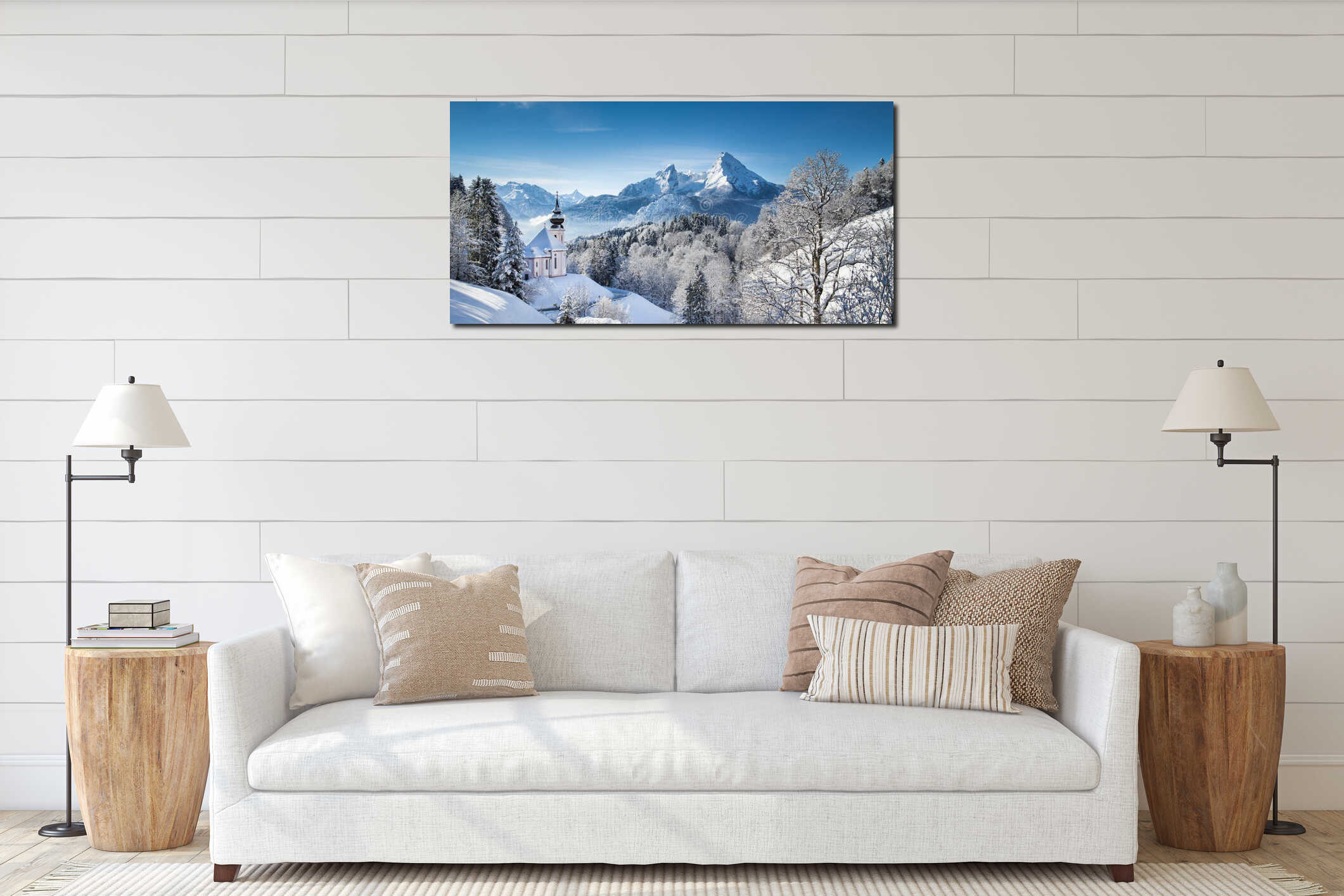Canvas hanging interior mockup