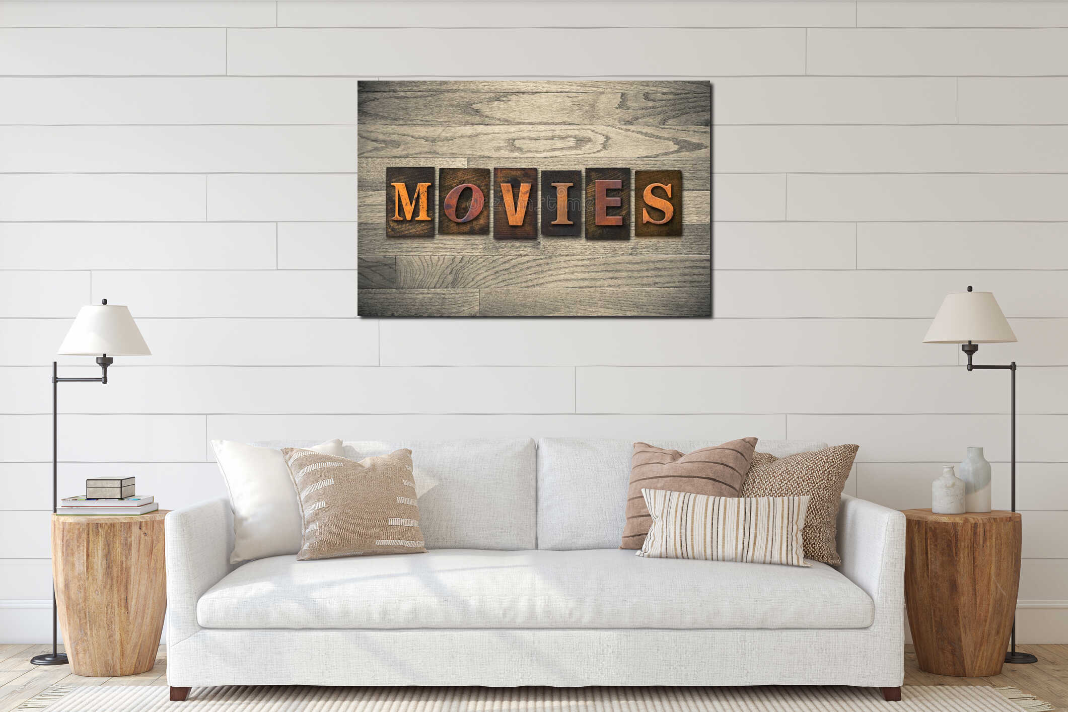 Canvas hanging interior mockup