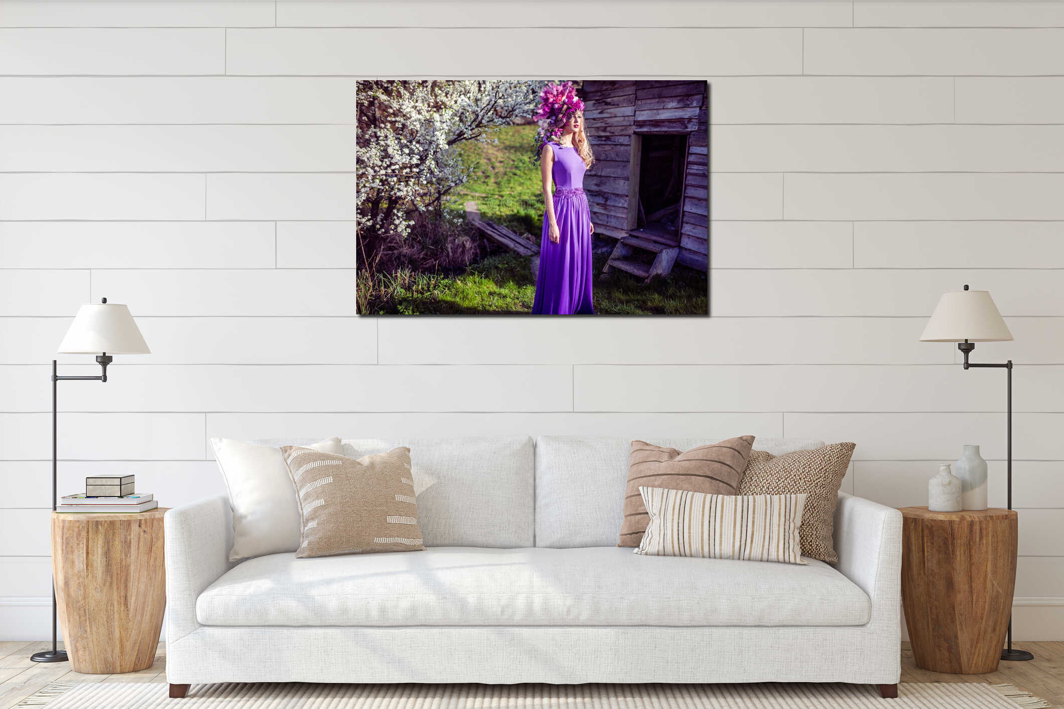 Canvas hanging interior mockup