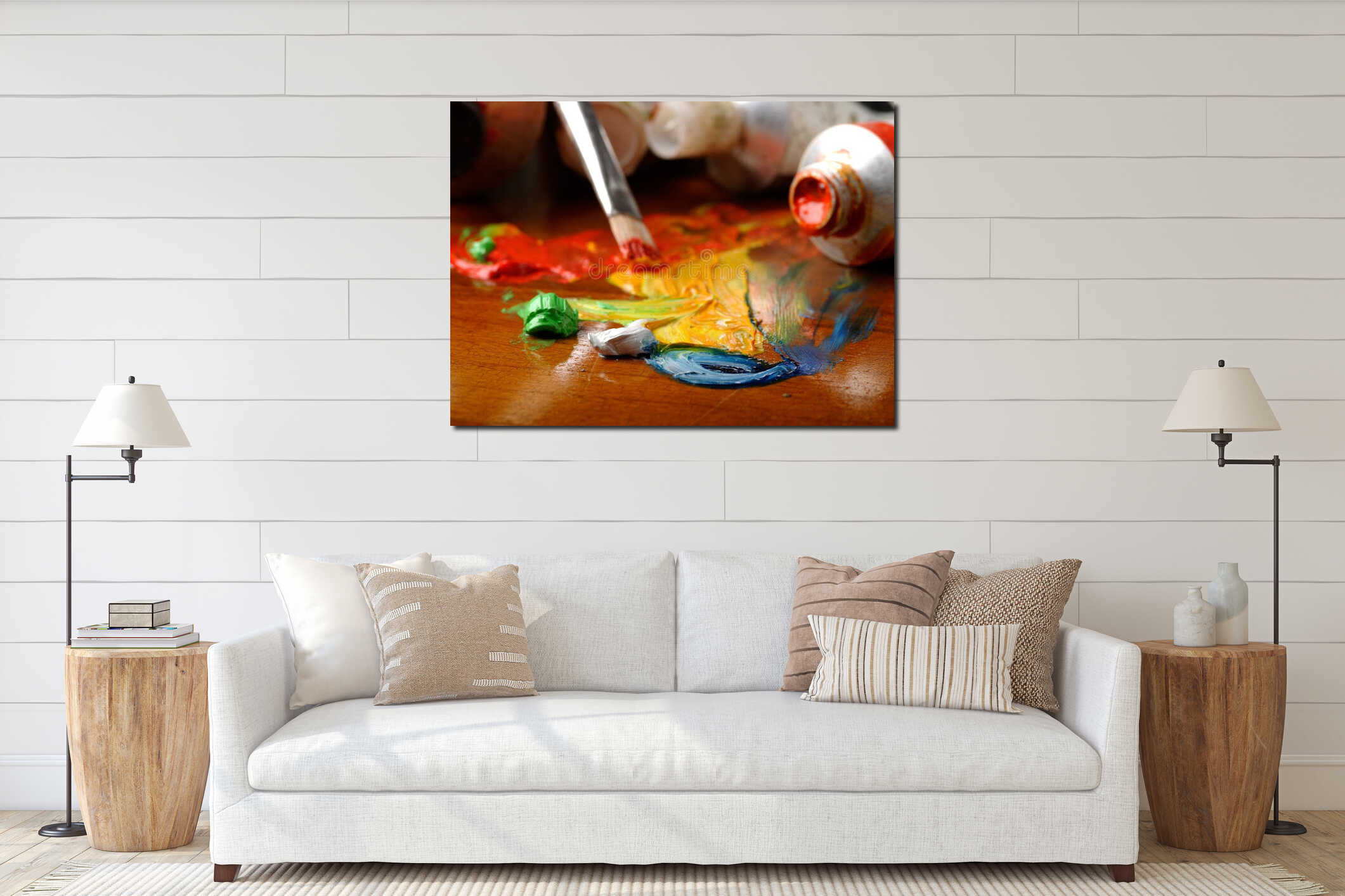 Canvas hanging interior mockup