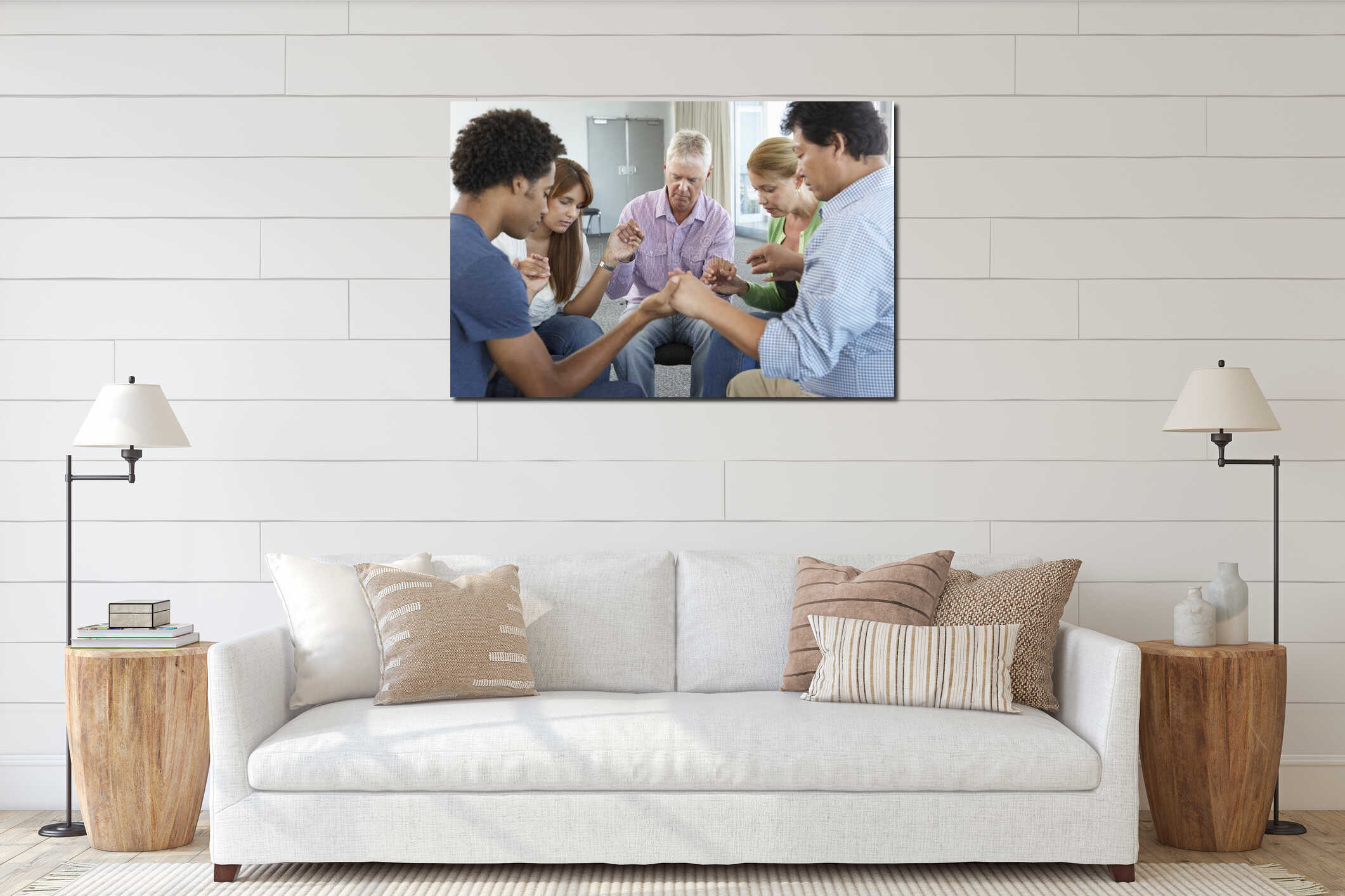 Canvas hanging interior mockup