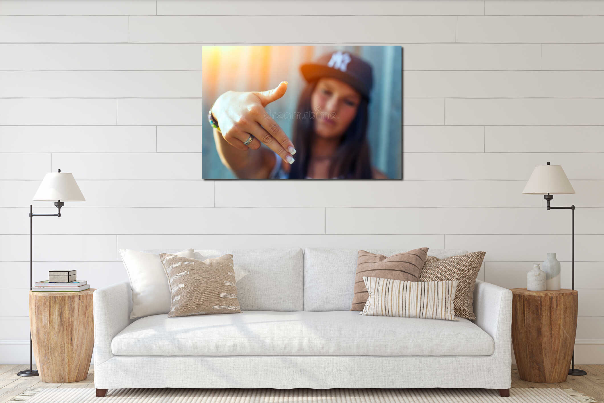 Canvas hanging interior mockup