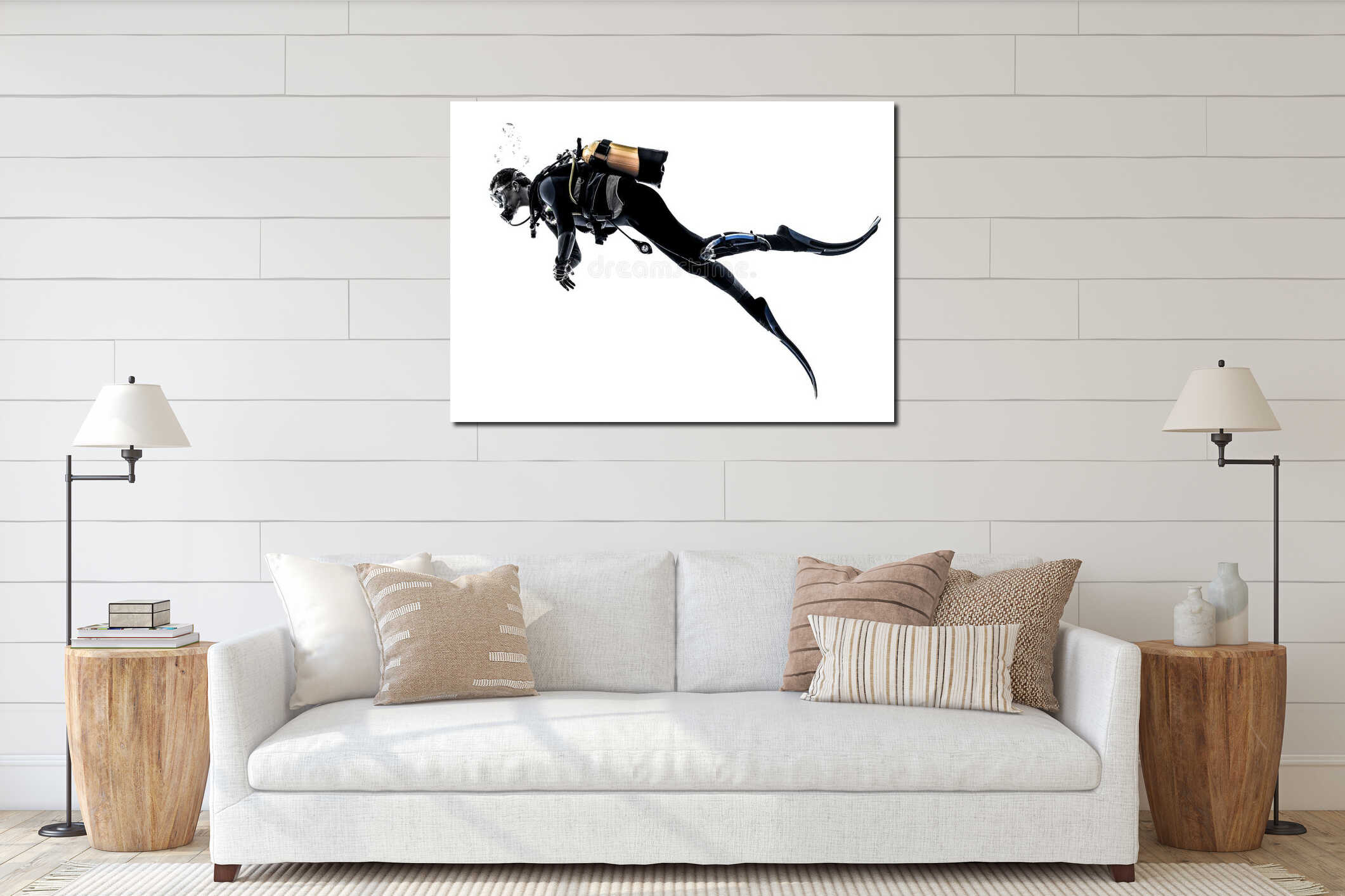 Canvas hanging interior mockup