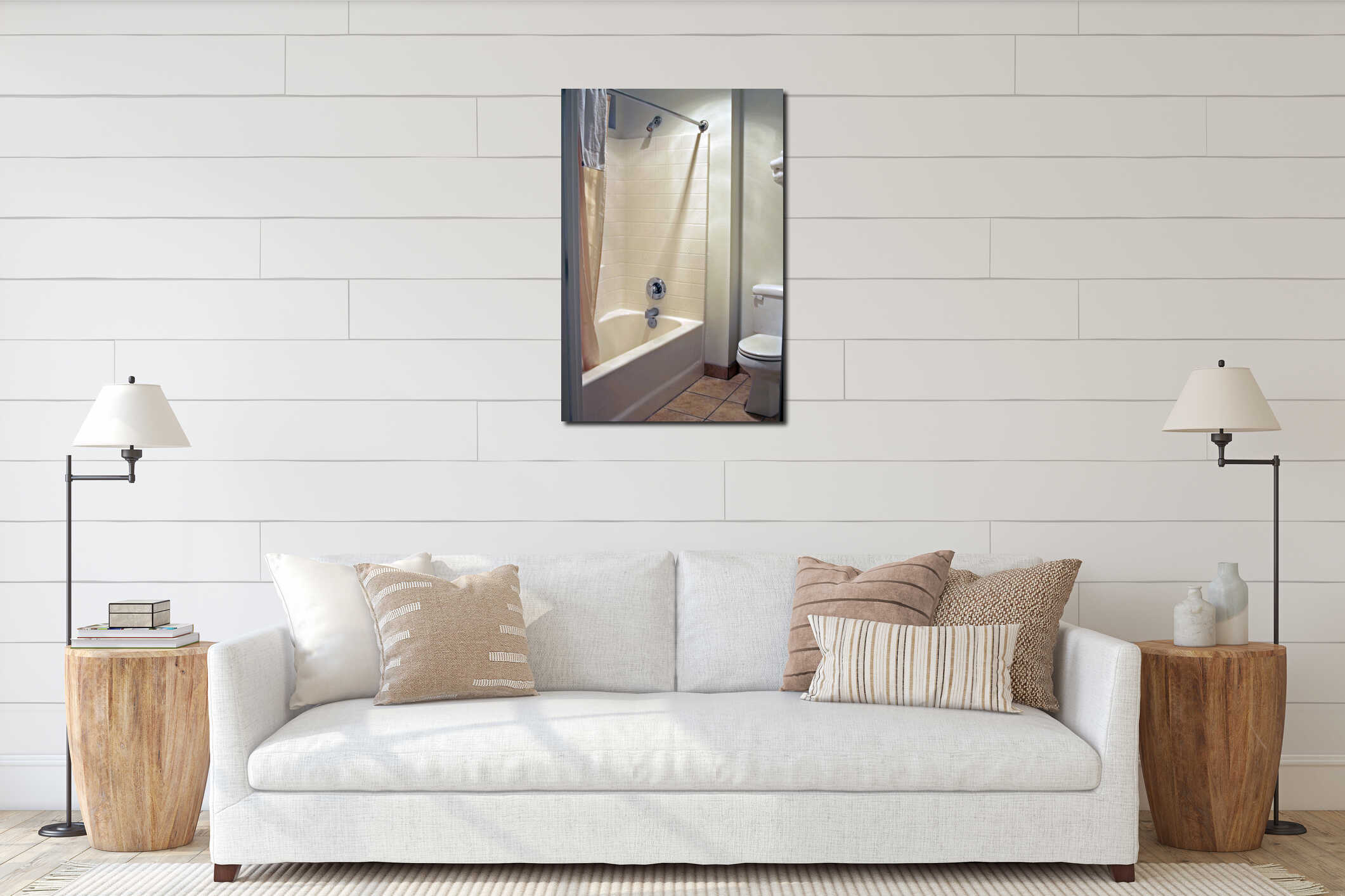 Canvas hanging interior mockup