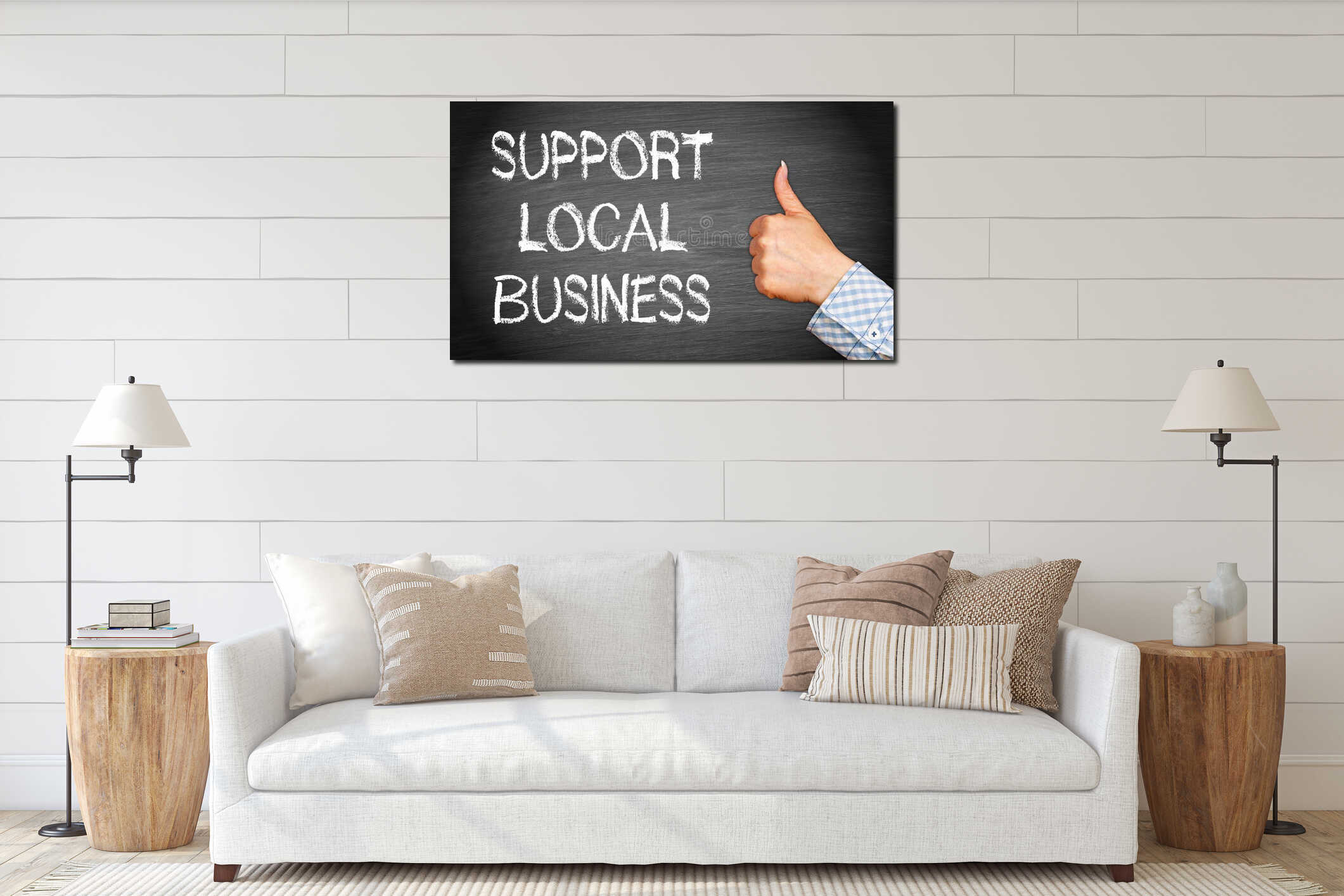 Canvas hanging interior mockup