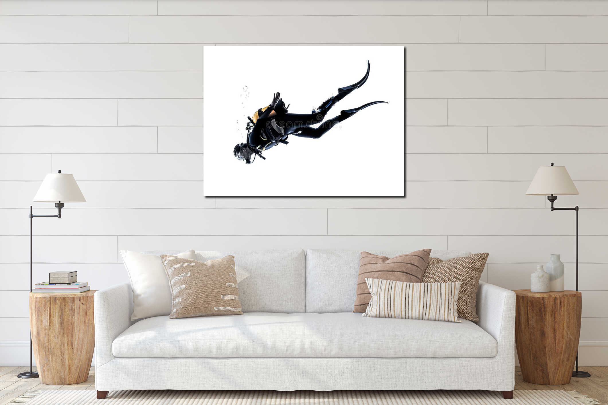 Canvas hanging interior mockup