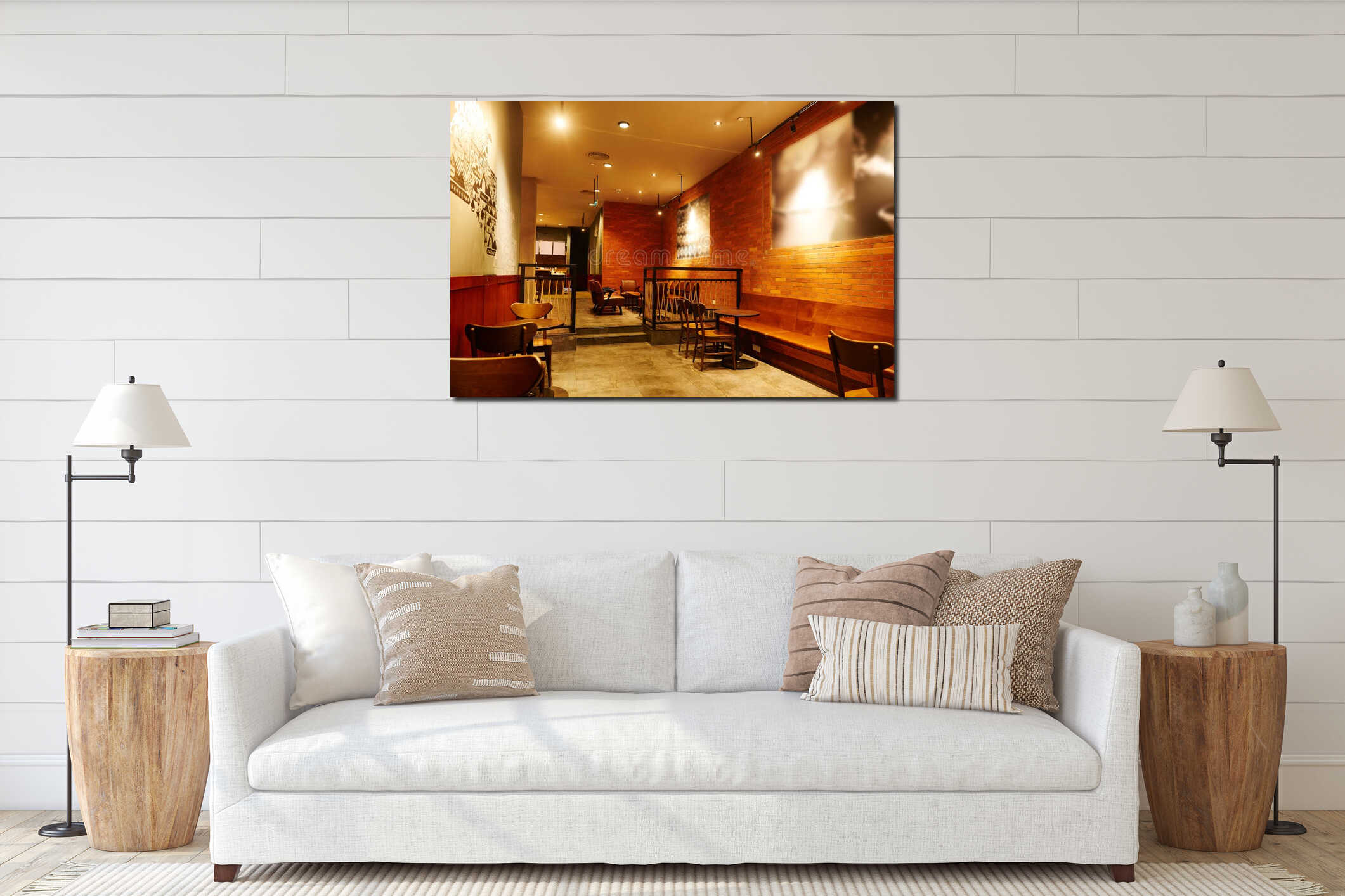 Canvas hanging interior mockup