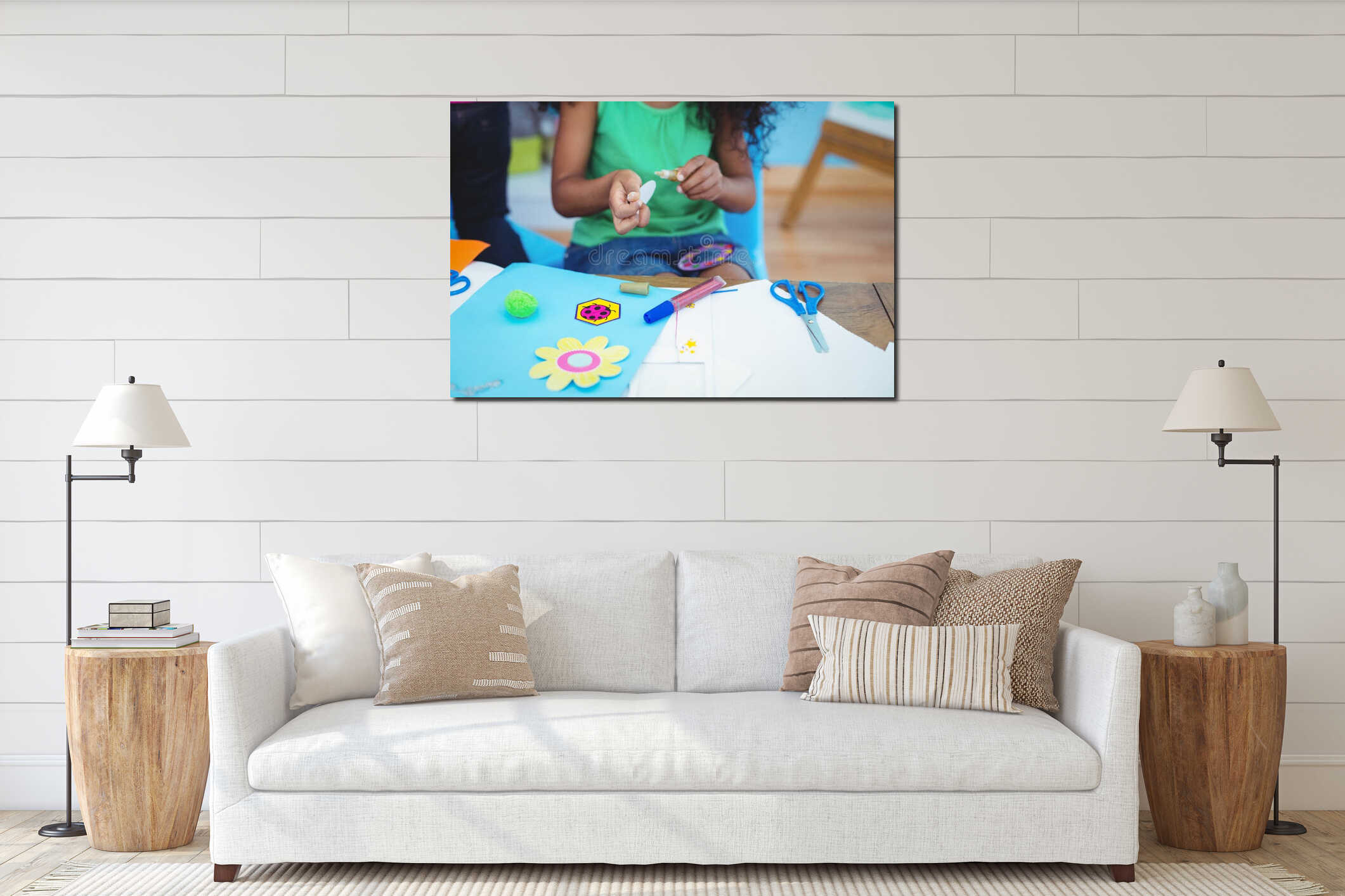 Canvas hanging interior mockup