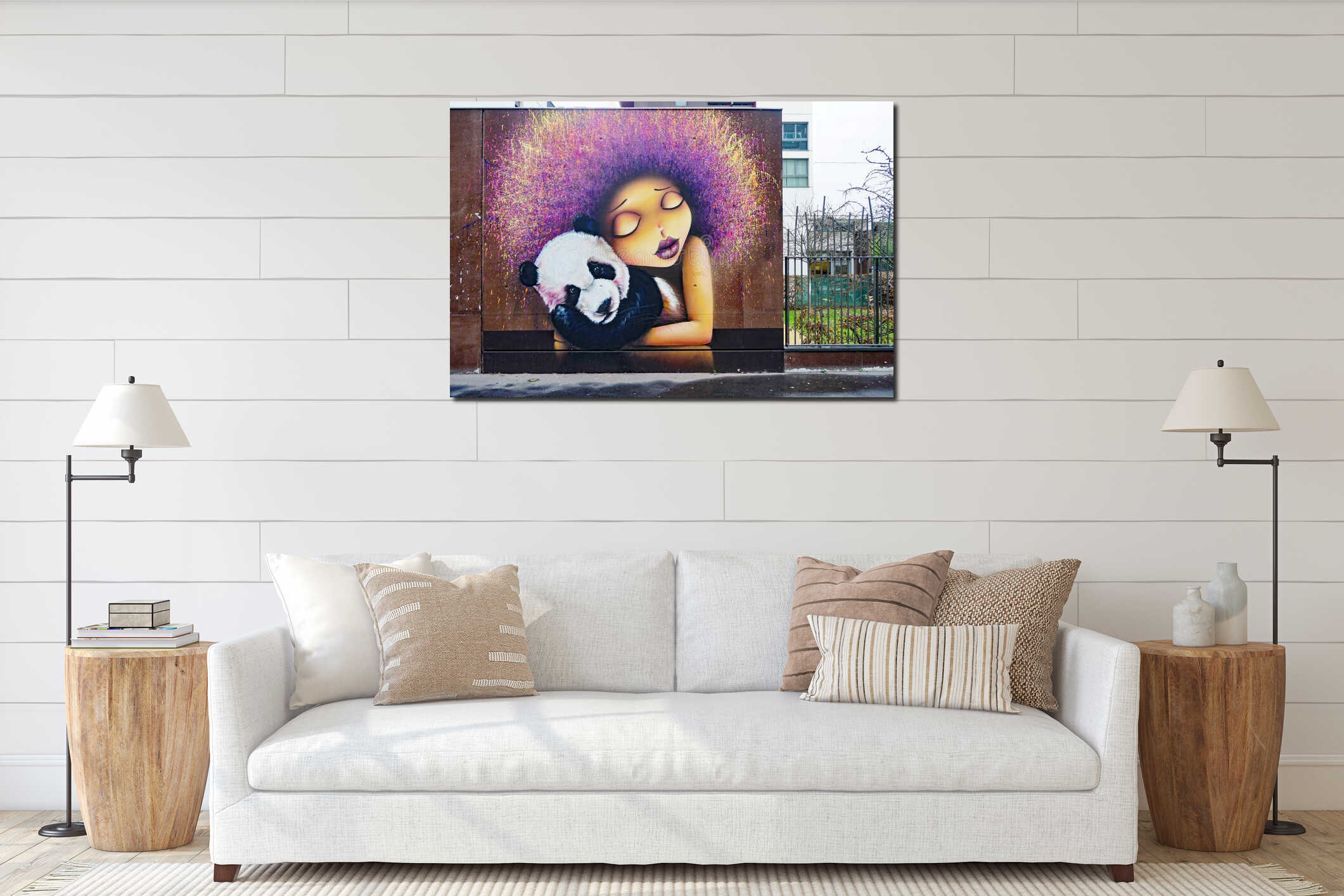 Canvas hanging interior mockup