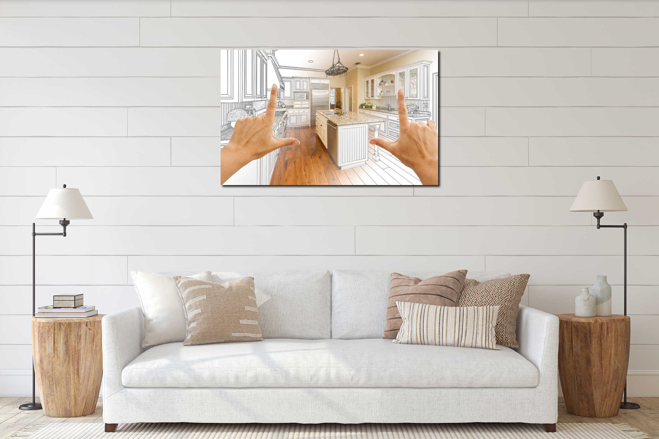Canvas hanging interior mockup