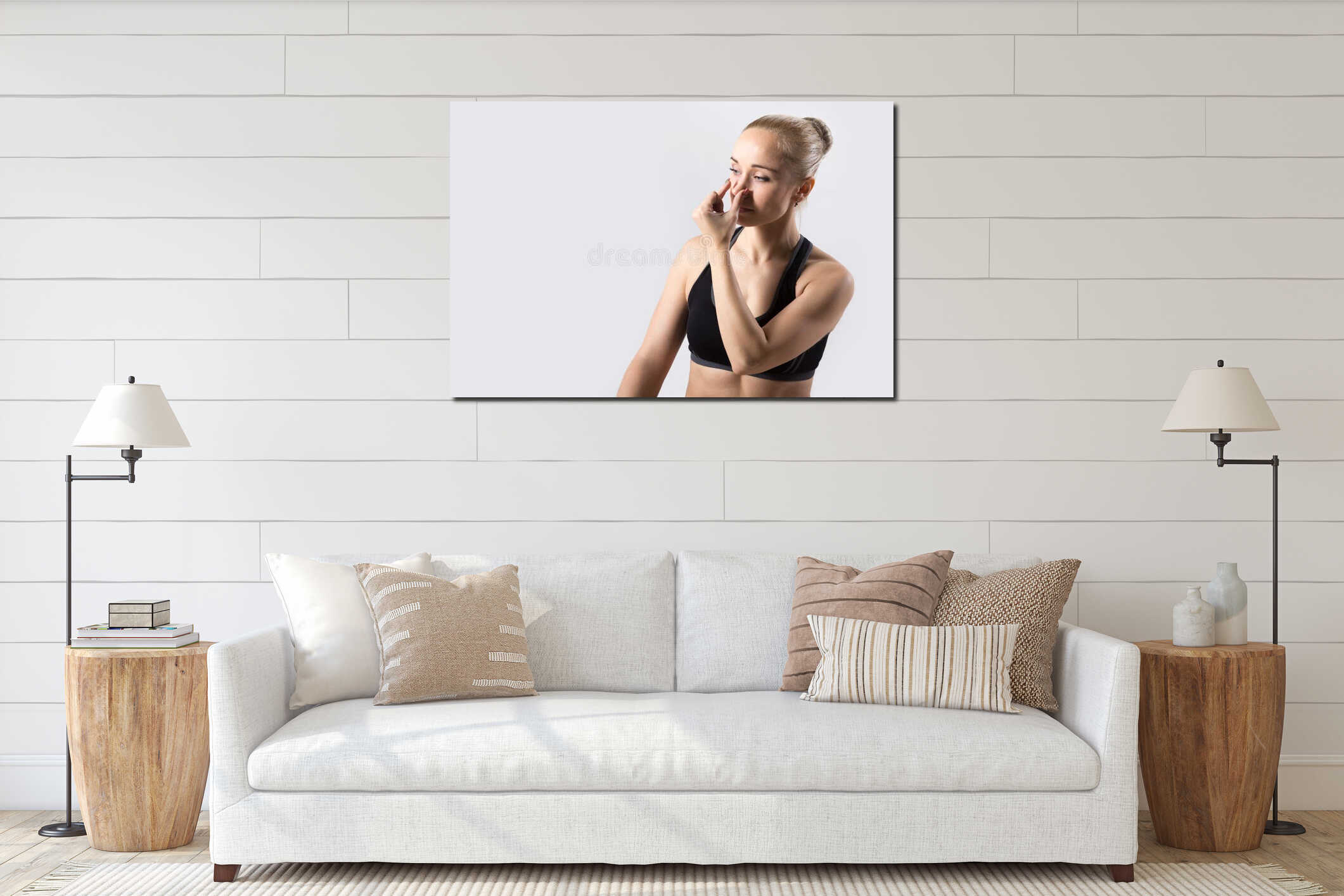 Canvas hanging interior mockup