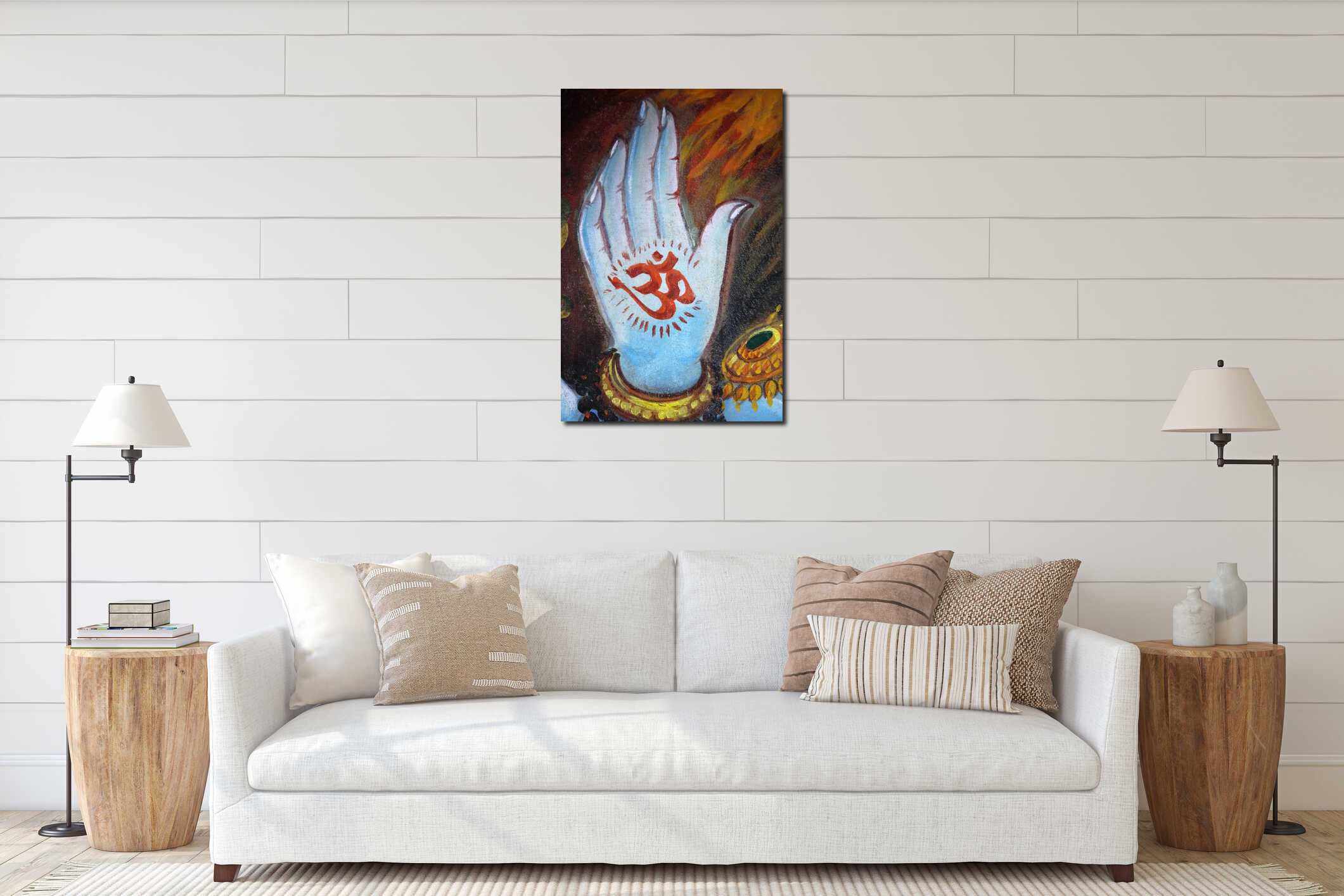 Canvas hanging interior mockup