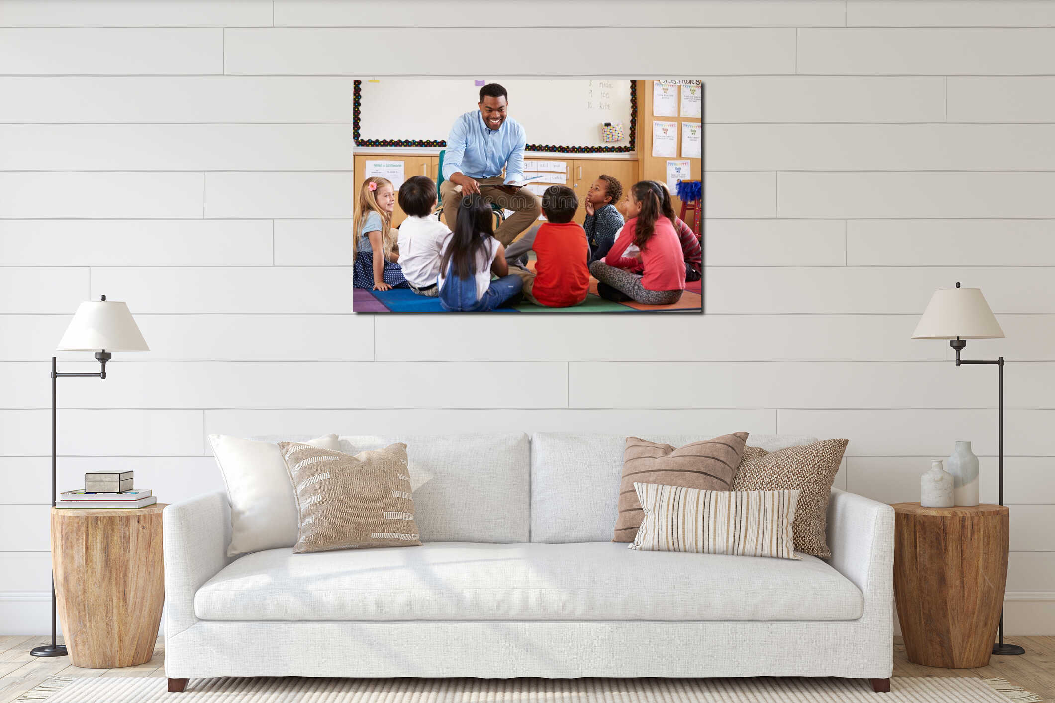 Canvas hanging interior mockup