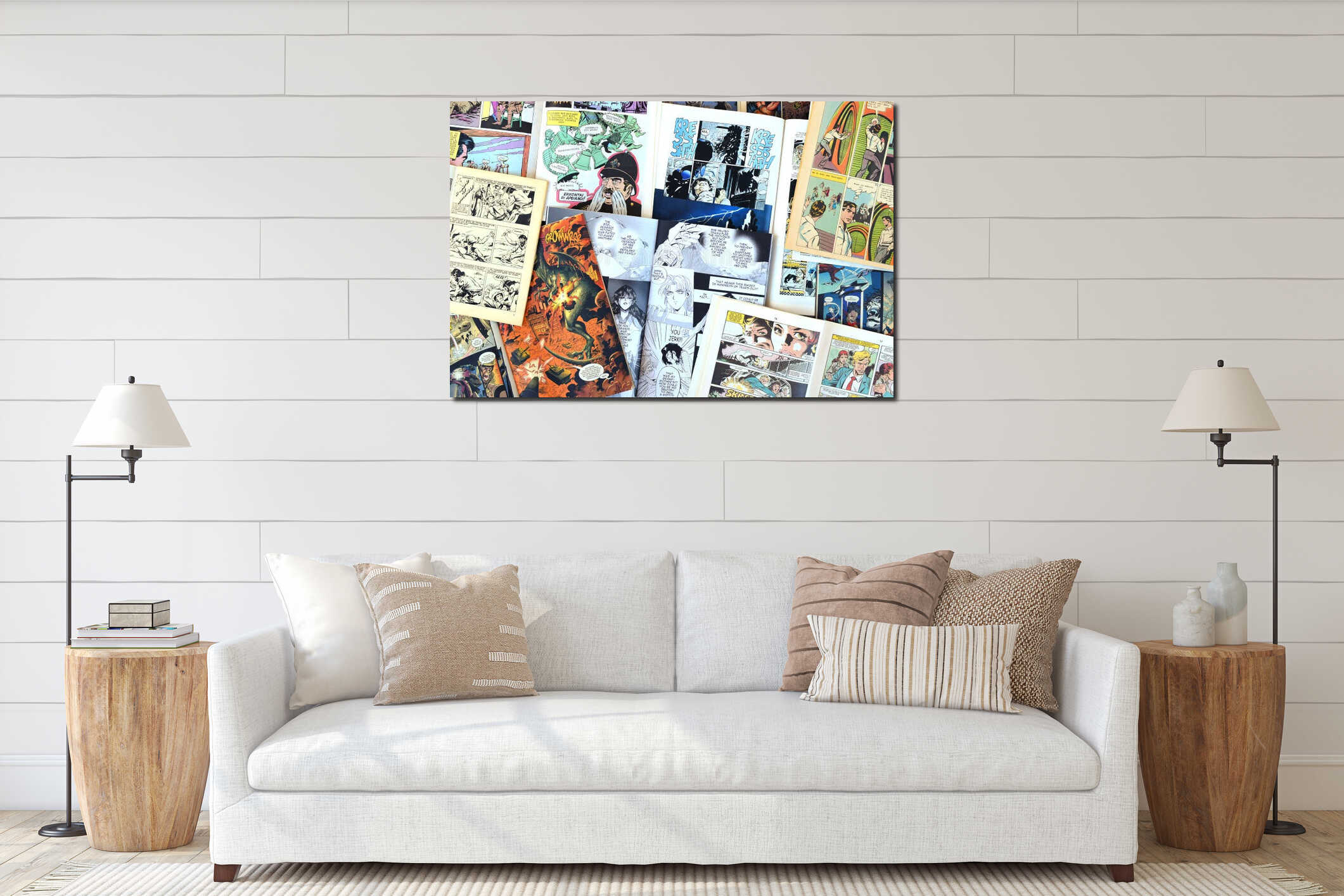 Canvas hanging interior mockup