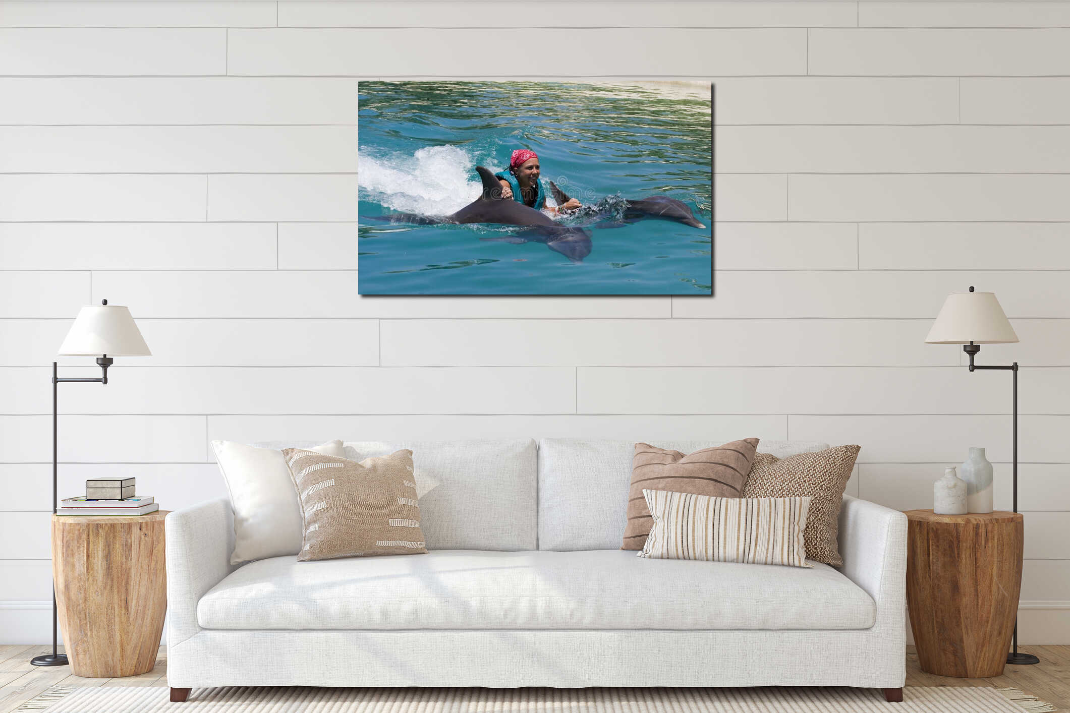 Canvas hanging interior mockup