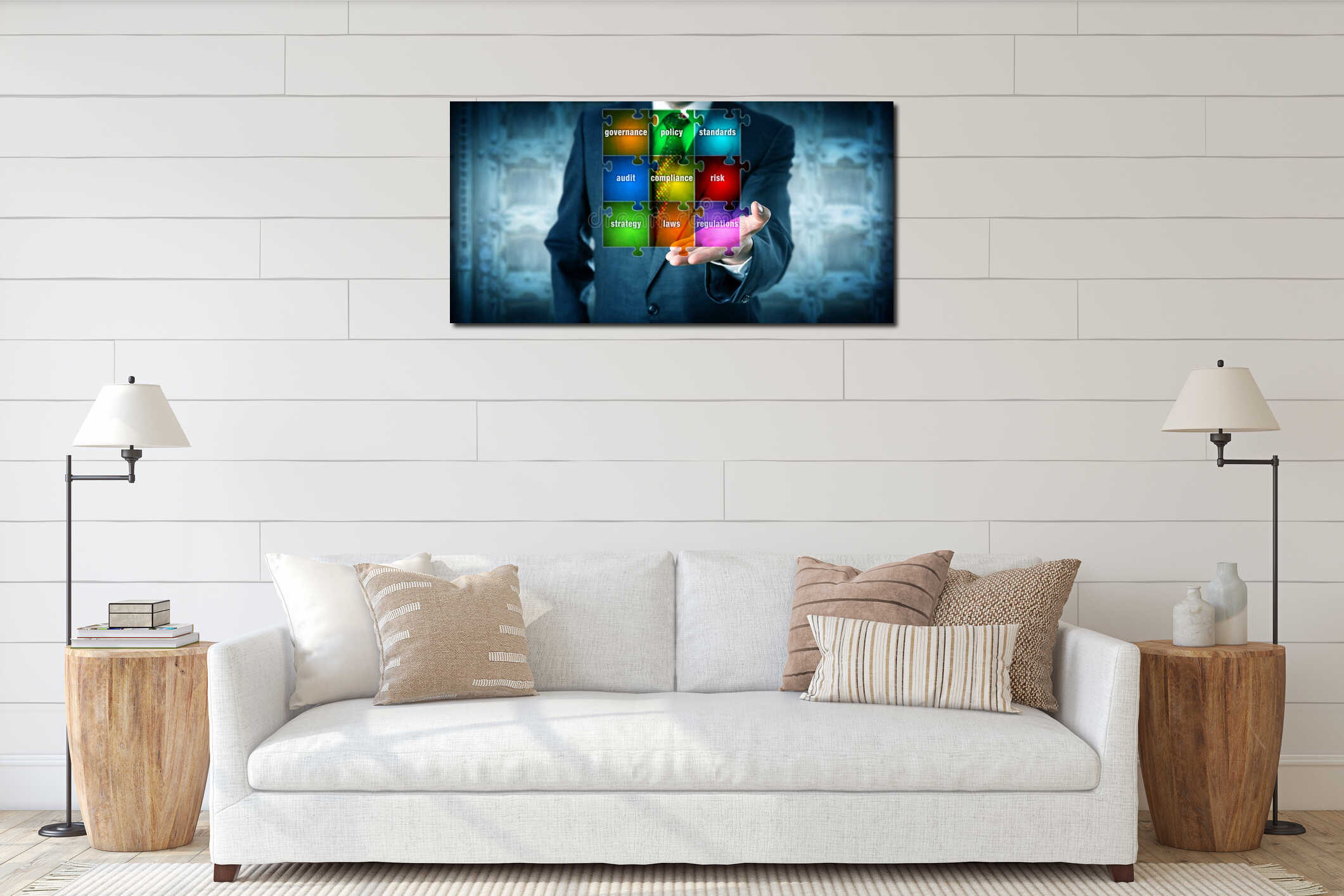 Canvas hanging interior mockup