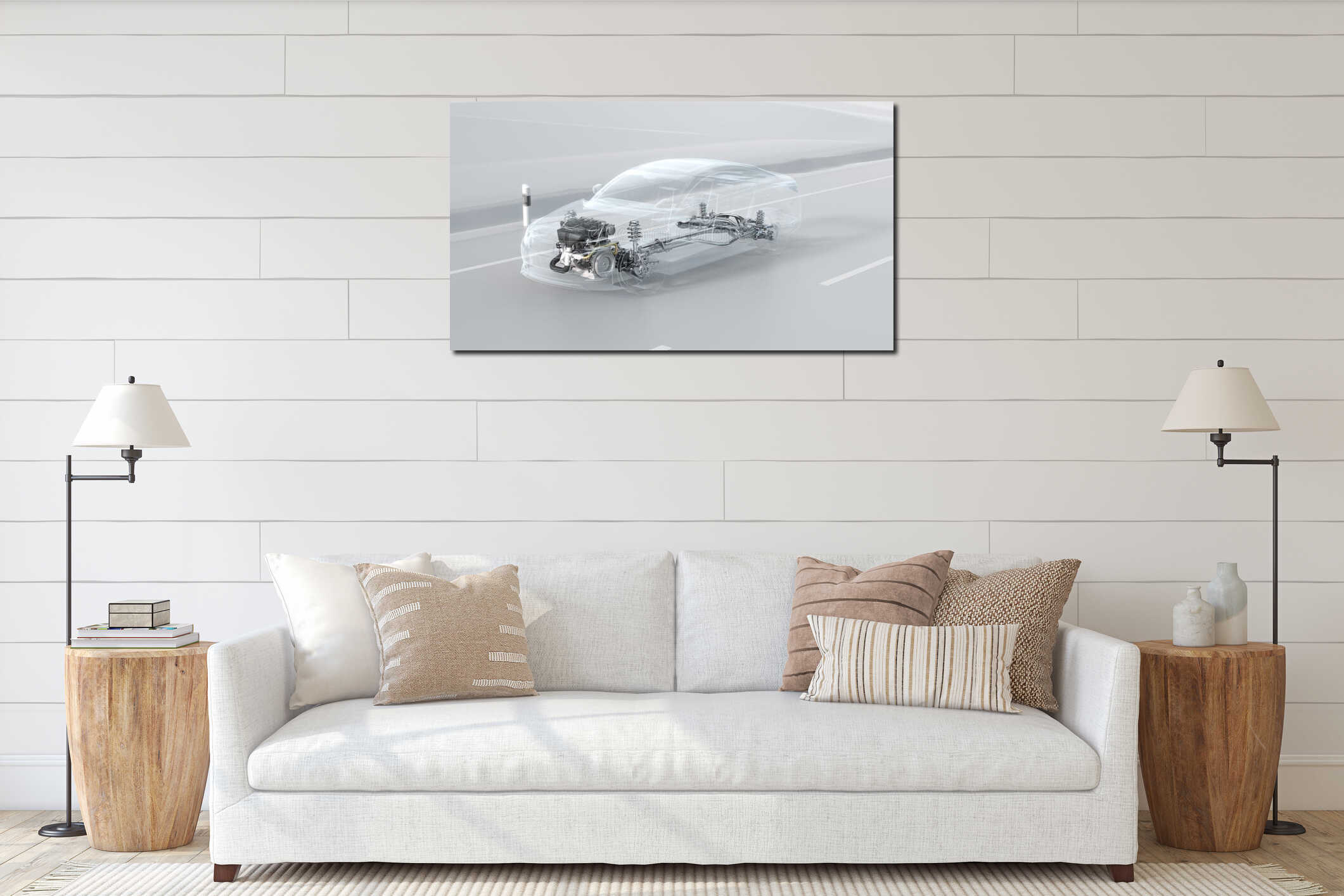 Canvas hanging interior mockup