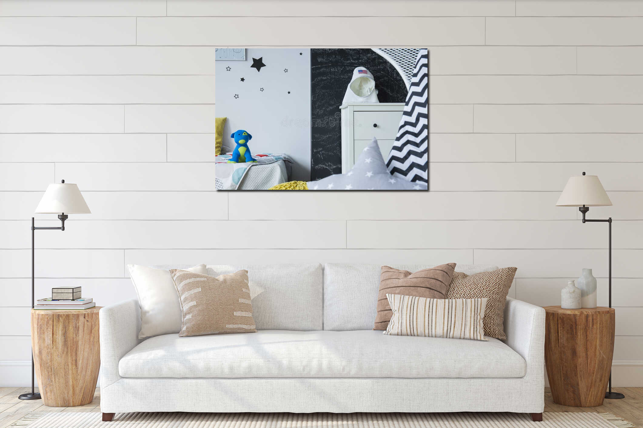 Canvas hanging interior mockup