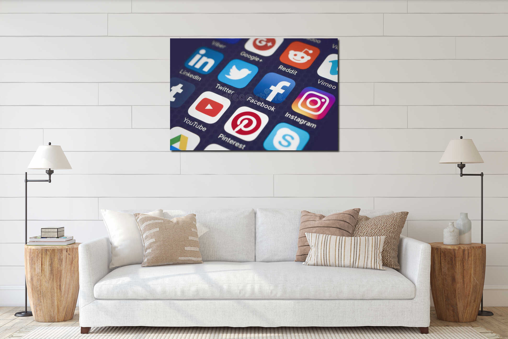 Canvas hanging interior mockup