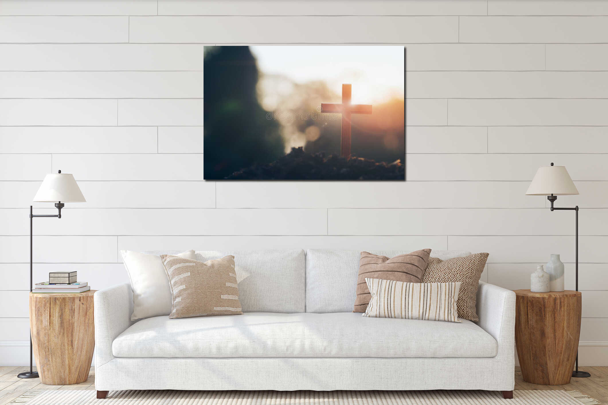 Canvas hanging interior mockup