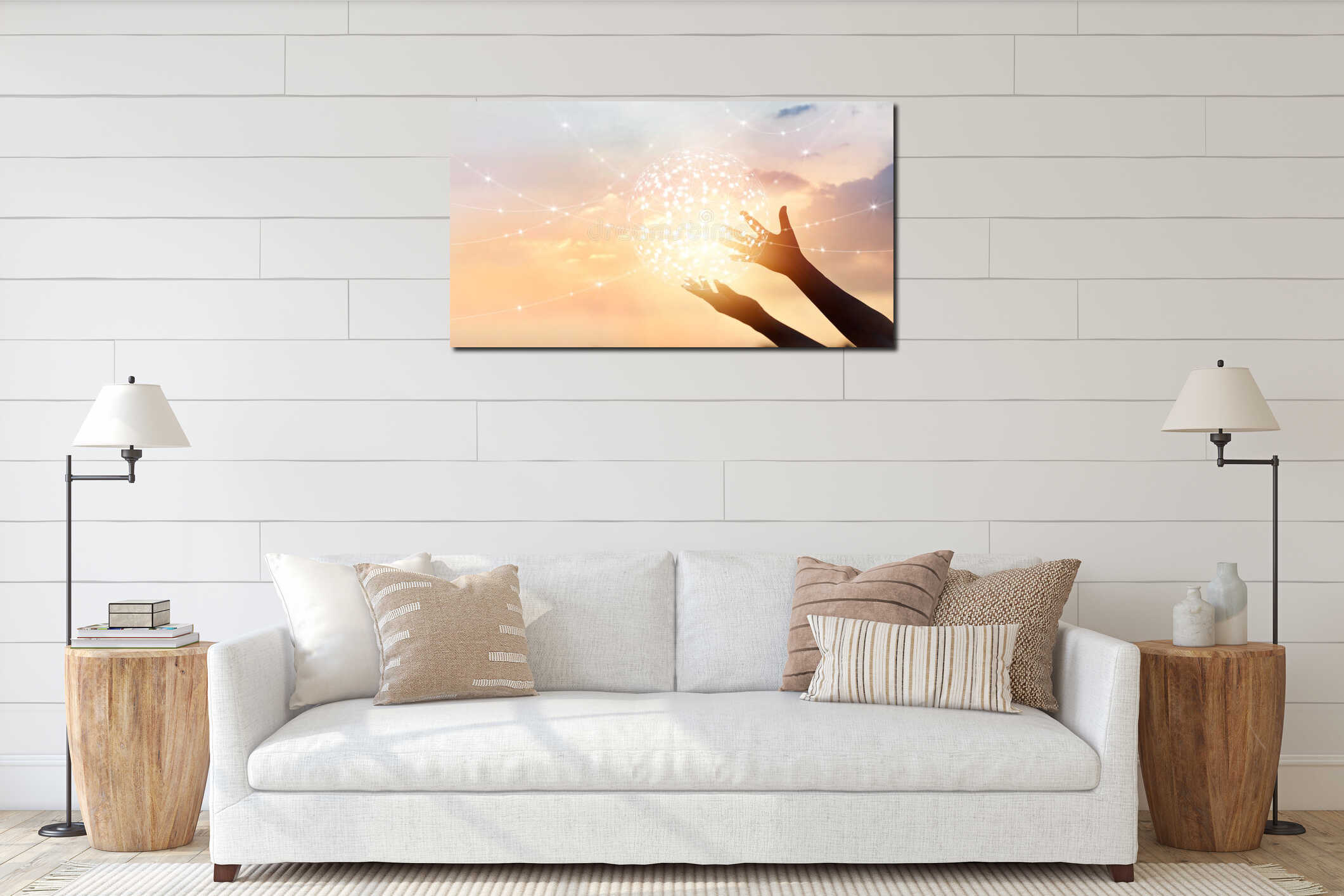 Canvas hanging interior mockup