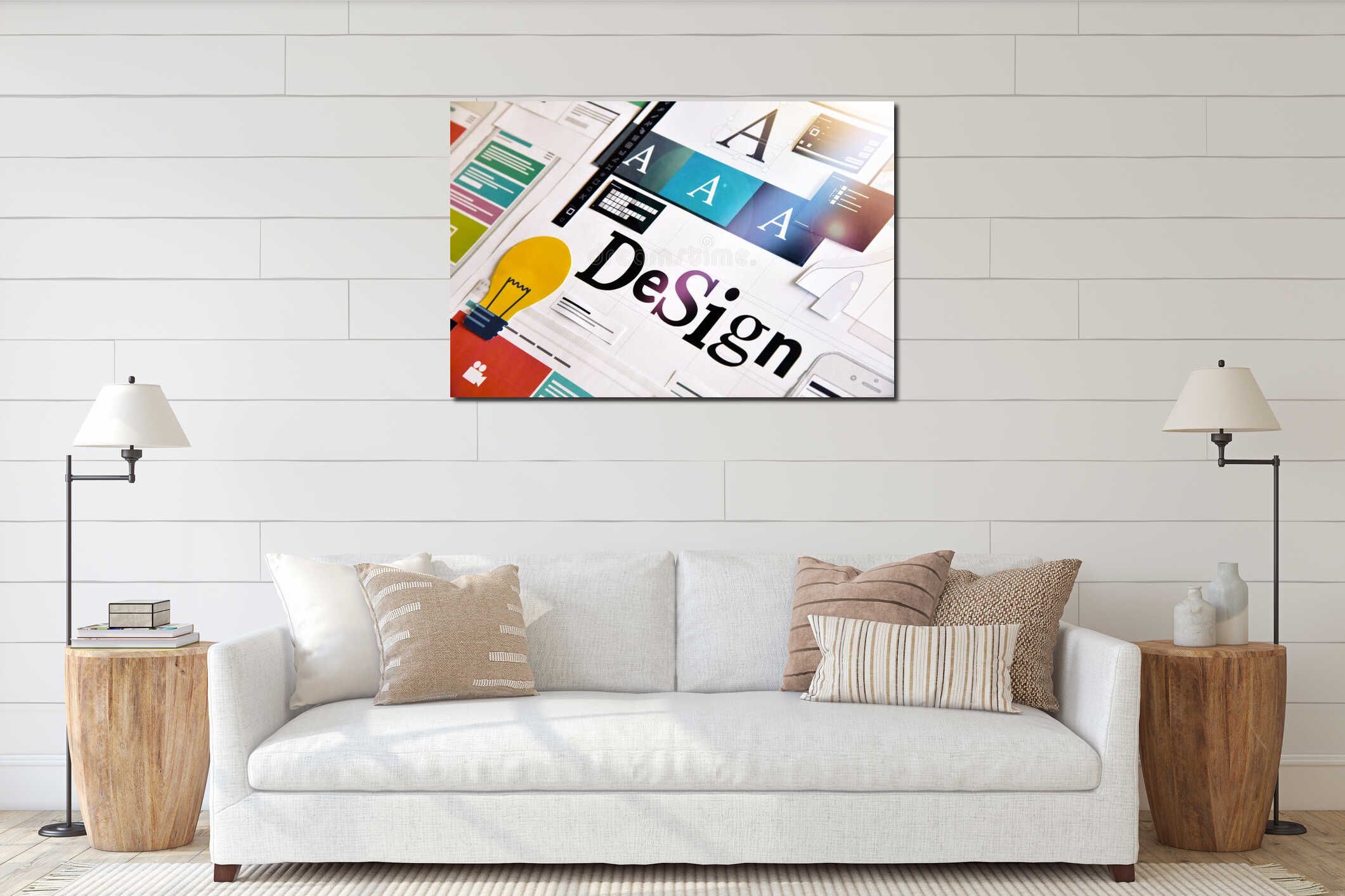 Canvas hanging interior mockup