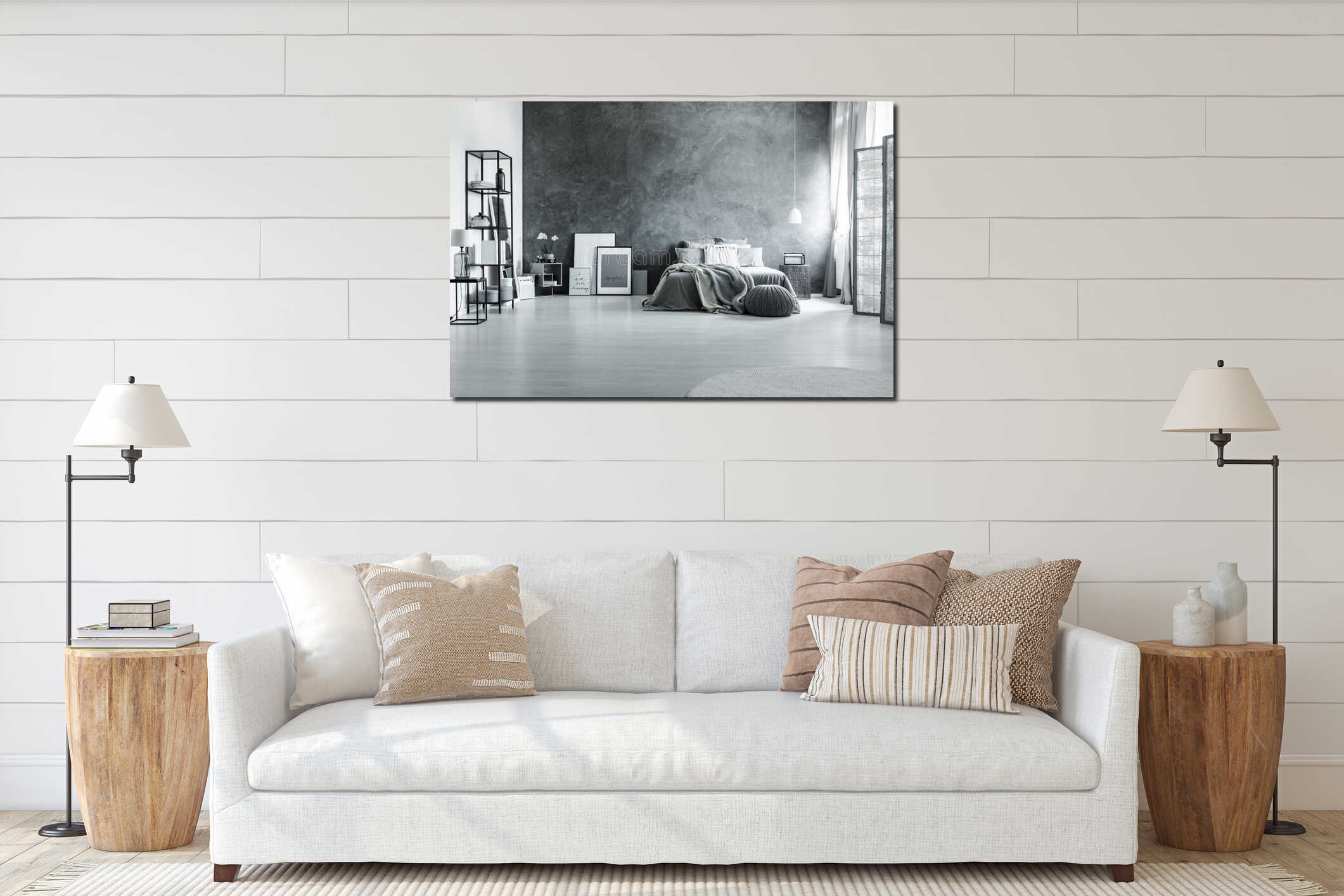 Canvas hanging interior mockup