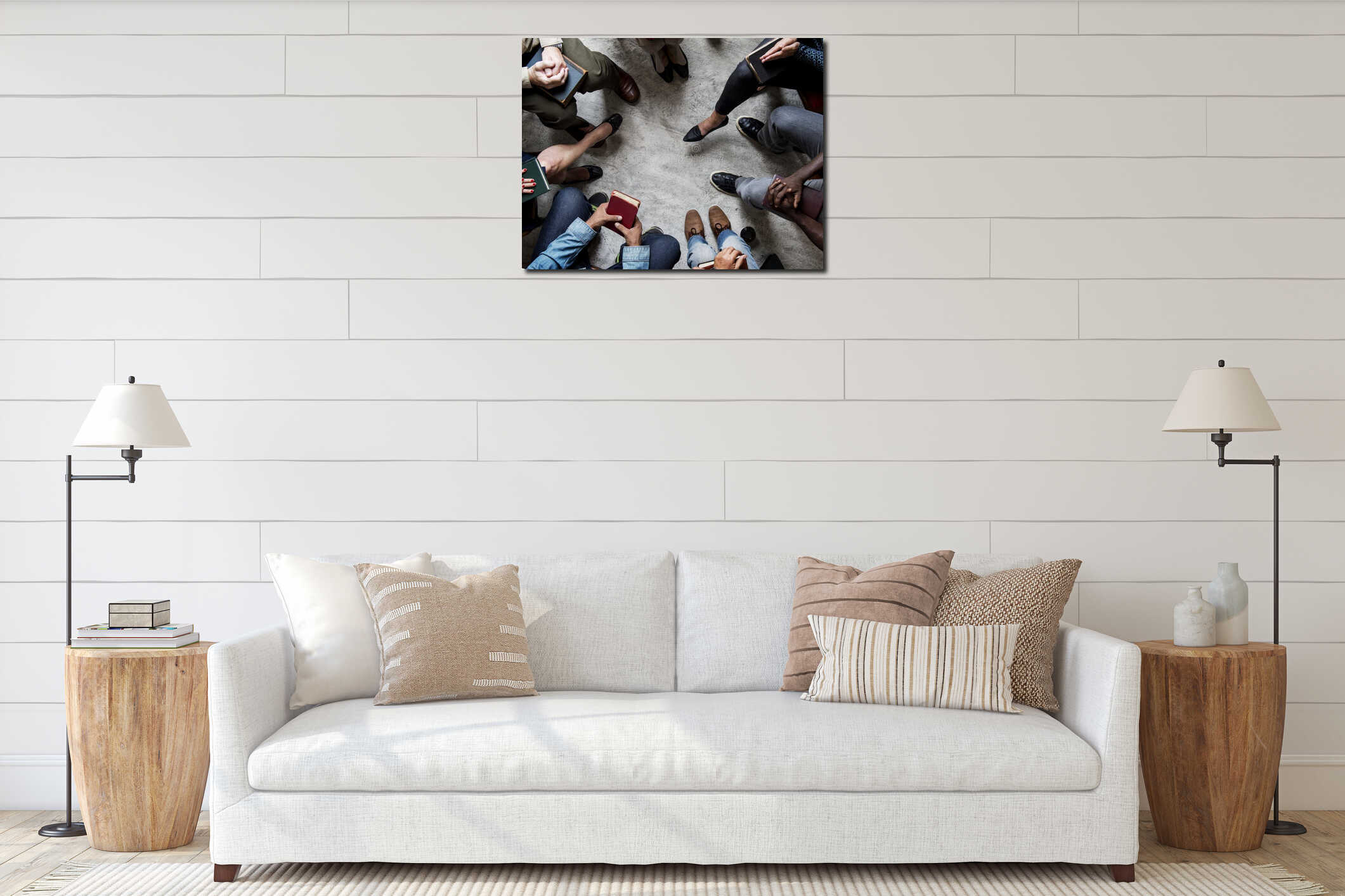 Canvas hanging interior mockup