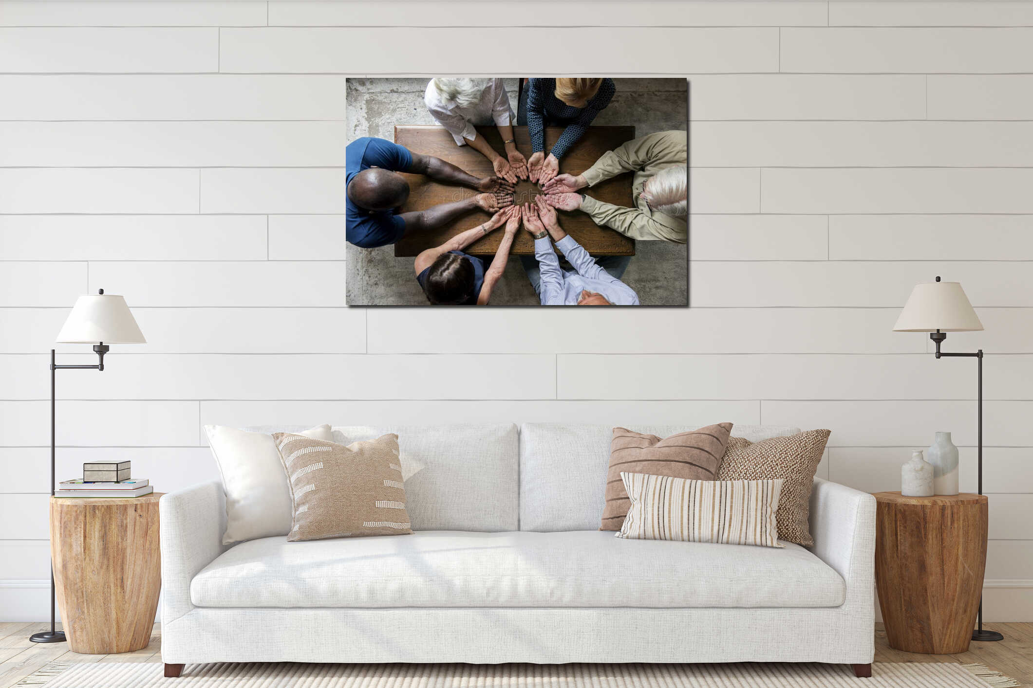 Canvas hanging interior mockup